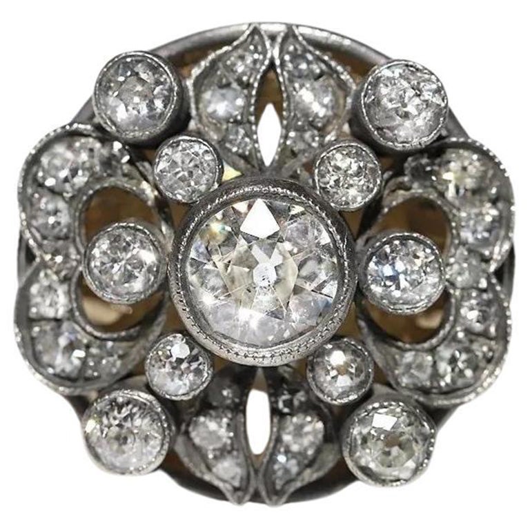 Neuer Hanmade 18k Gold Top Silber Natürlicher Diamant Dekorierter starker Ring