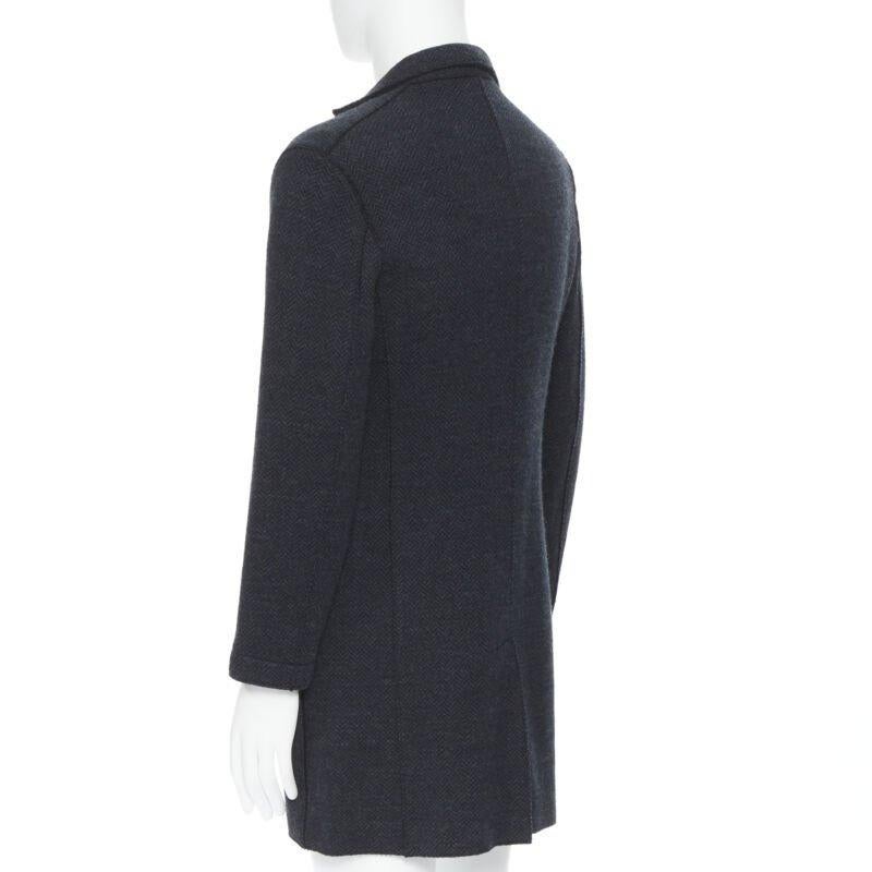 new HARRIS WHARF London Anthracite Herringbone Chestercoat wool  coat EU46 S For Sale 1