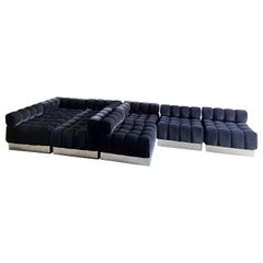 NEW Harvey Probber Black Raf Simons Velvet Deep Tuft Black Modular Sofa in STOCK