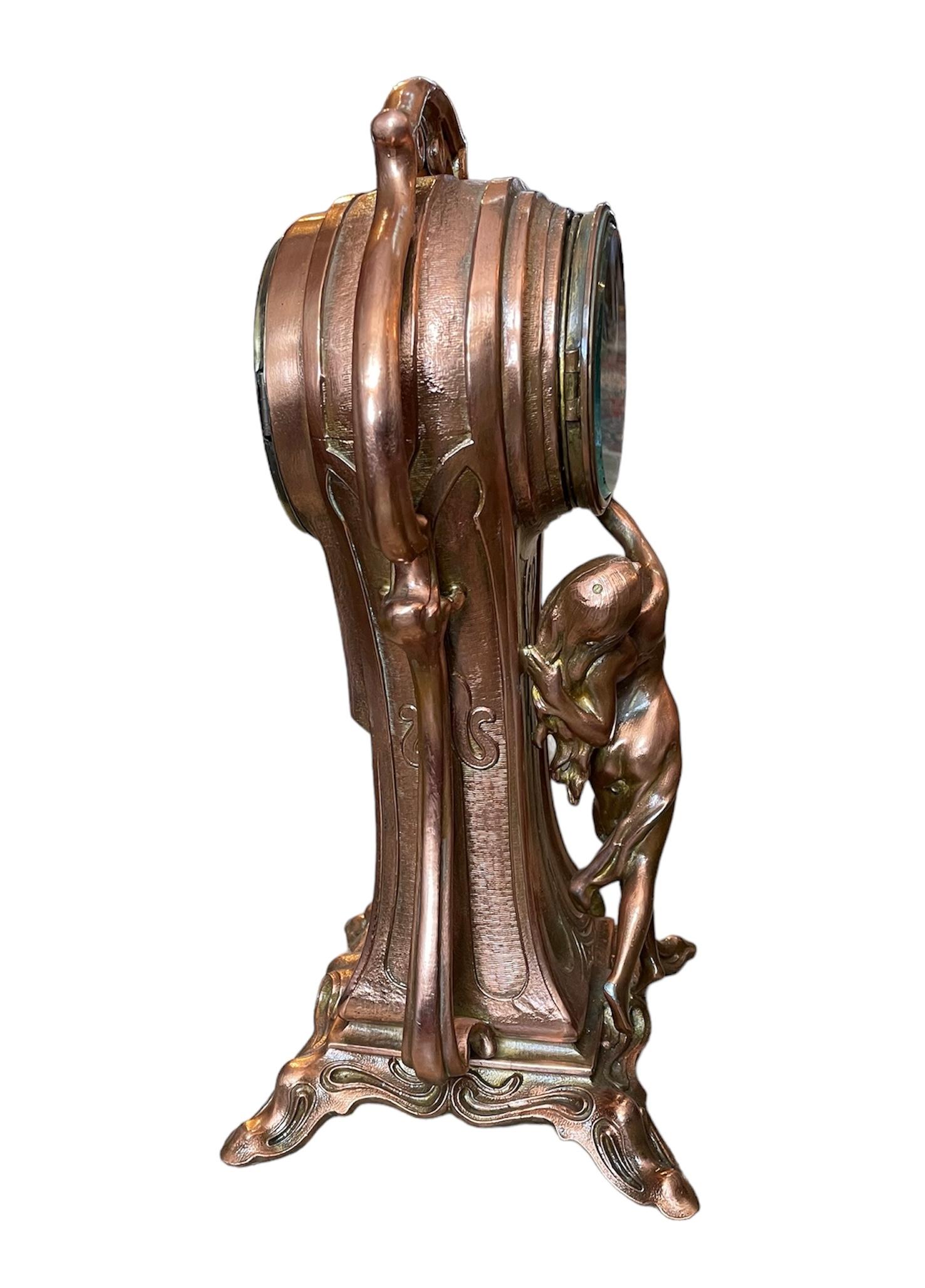 New Haven Clock Co. Art Nouveau Style Table Clock For Sale 4