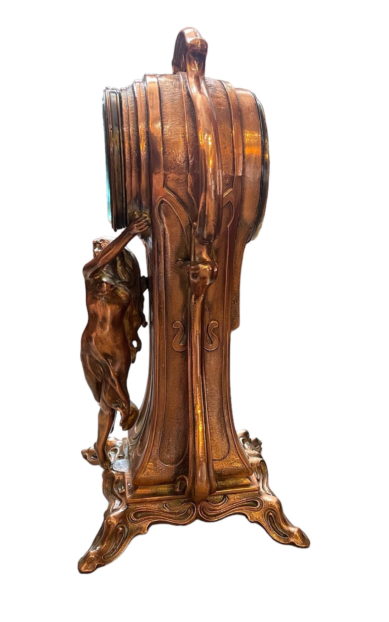 New Haven Clock Co. Art Nouveau Style Table Clock For Sale 5