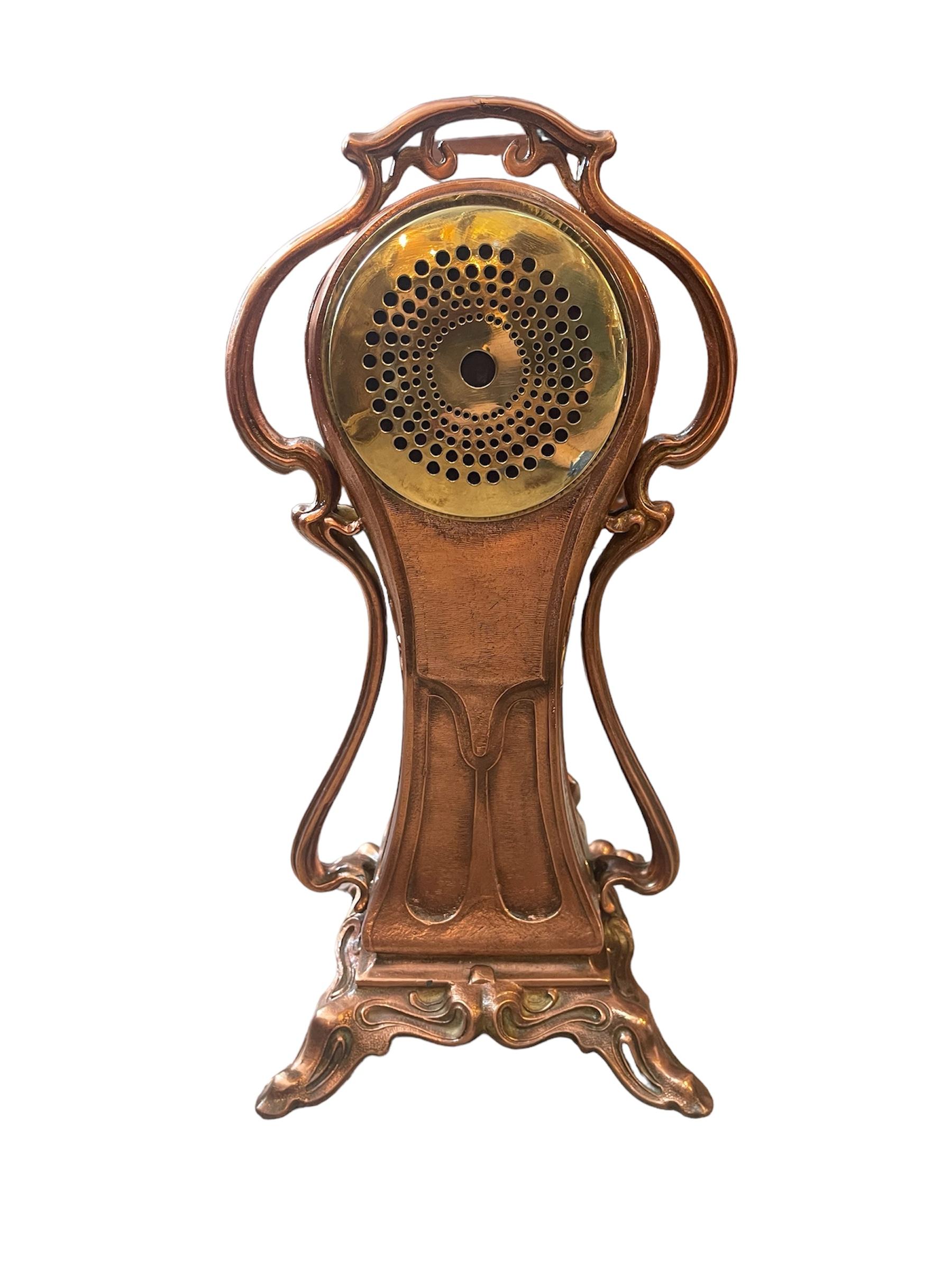 Metalwork New Haven Clock Co. Art Nouveau Style Table Clock For Sale