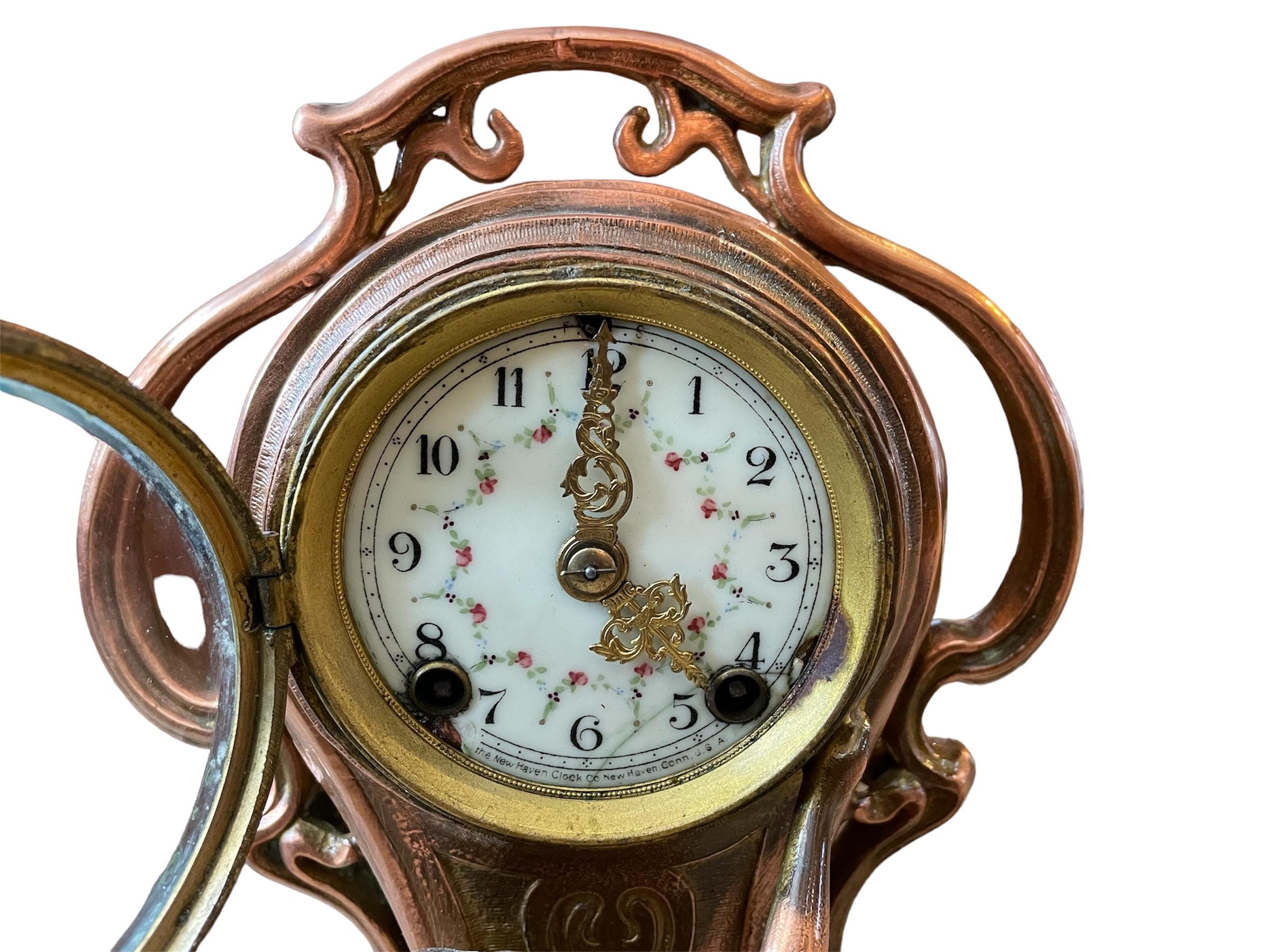 New Haven Clock Co. Art Nouveau Style Table Clock For Sale 1