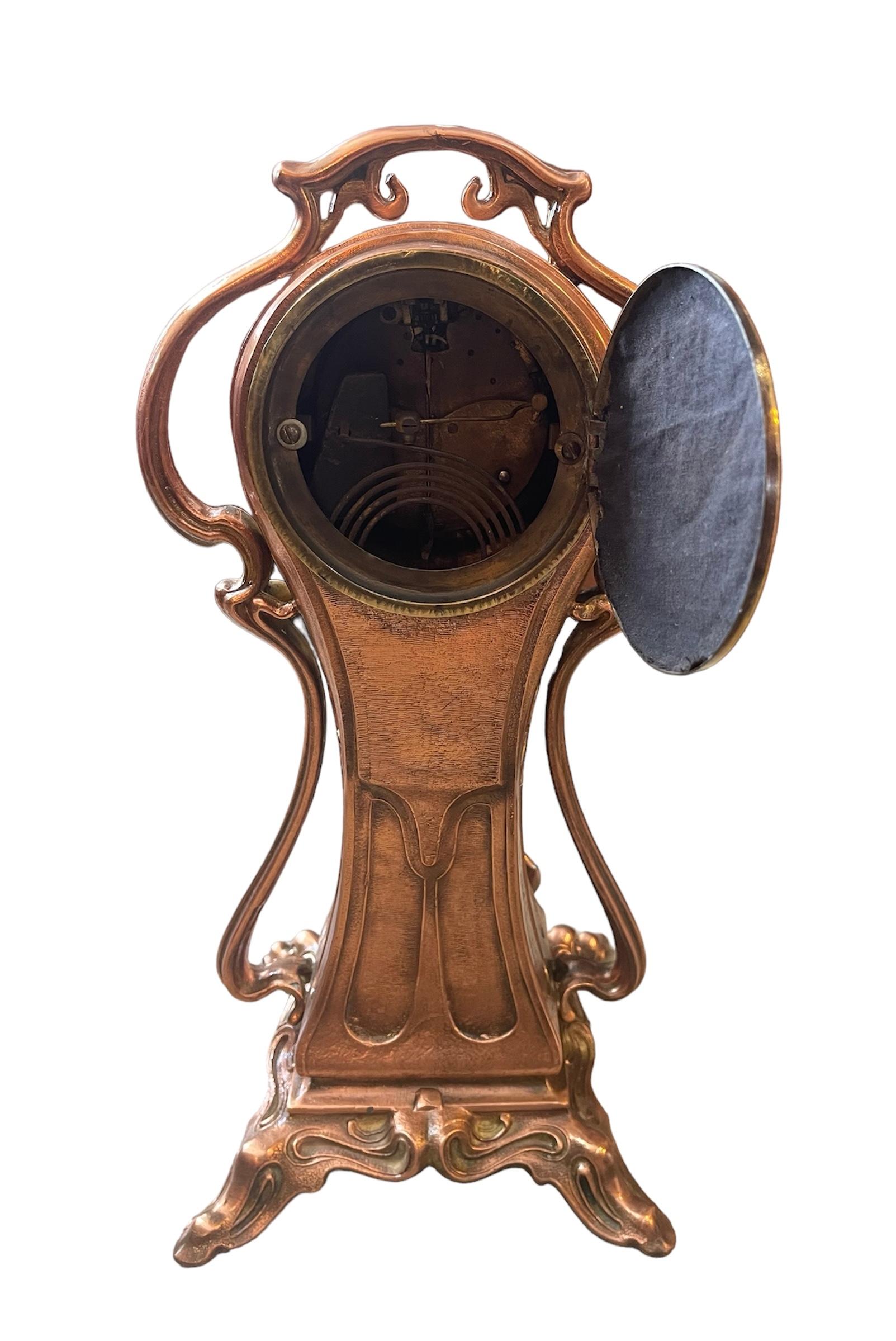 New Haven Clock Co. Art Nouveau Style Table Clock For Sale 2