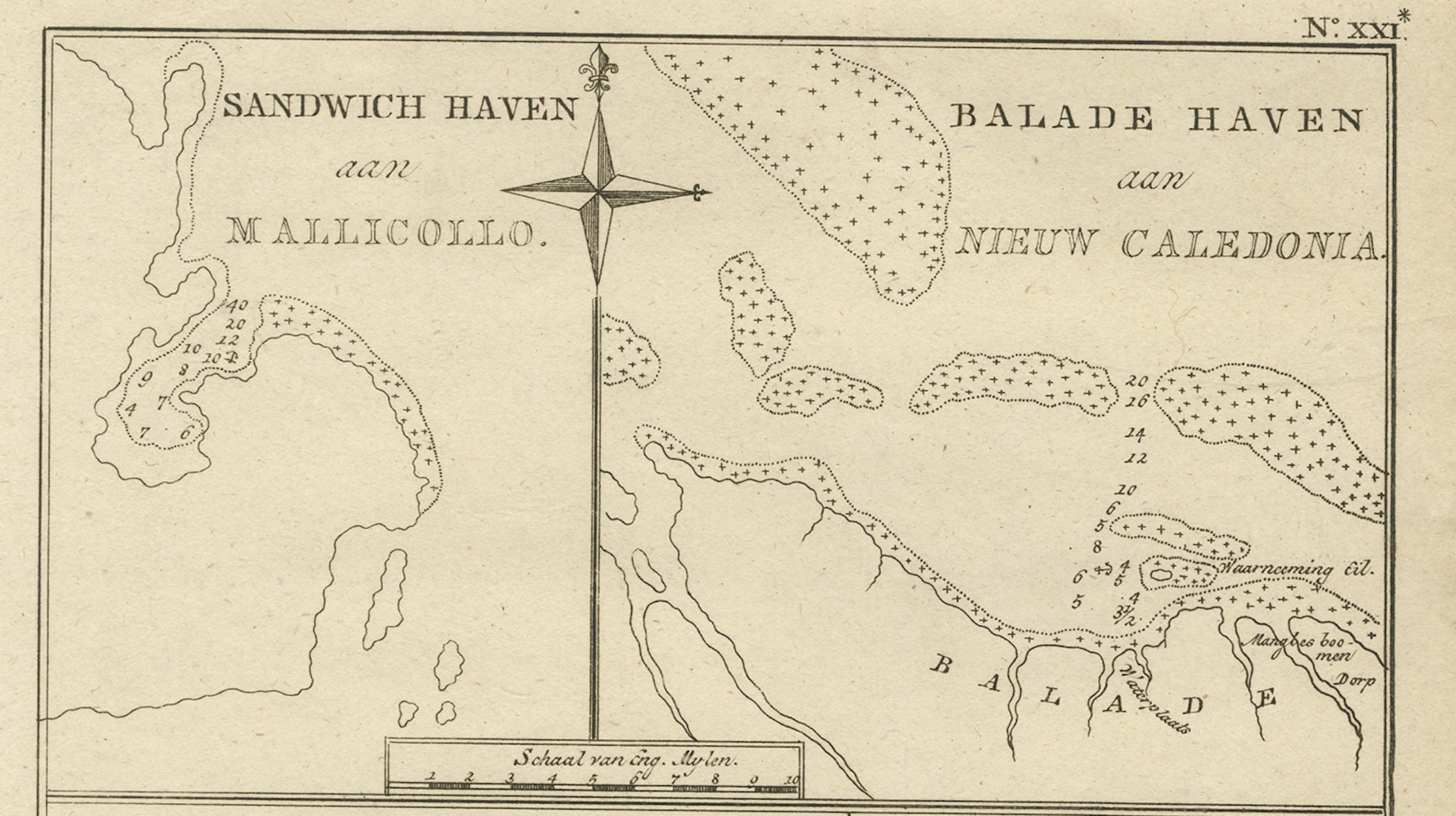 New Hebrides Authentic Map of Port Sandwich by Cook, 1803 In Good Condition In Langweer, NL