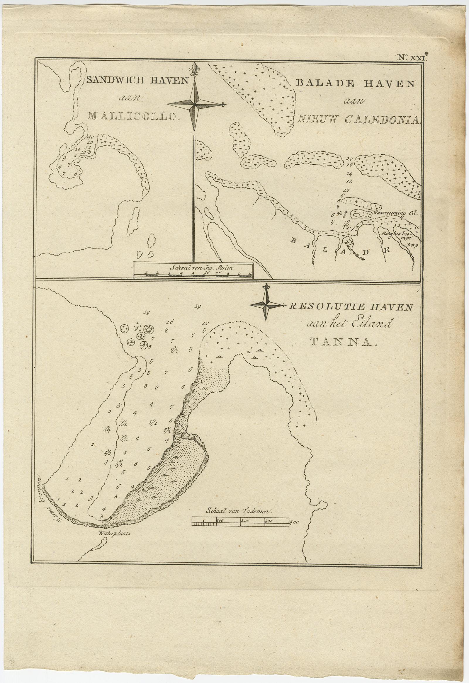 New Hebrides Authentic Map of Port Sandwich by Cook, 1803