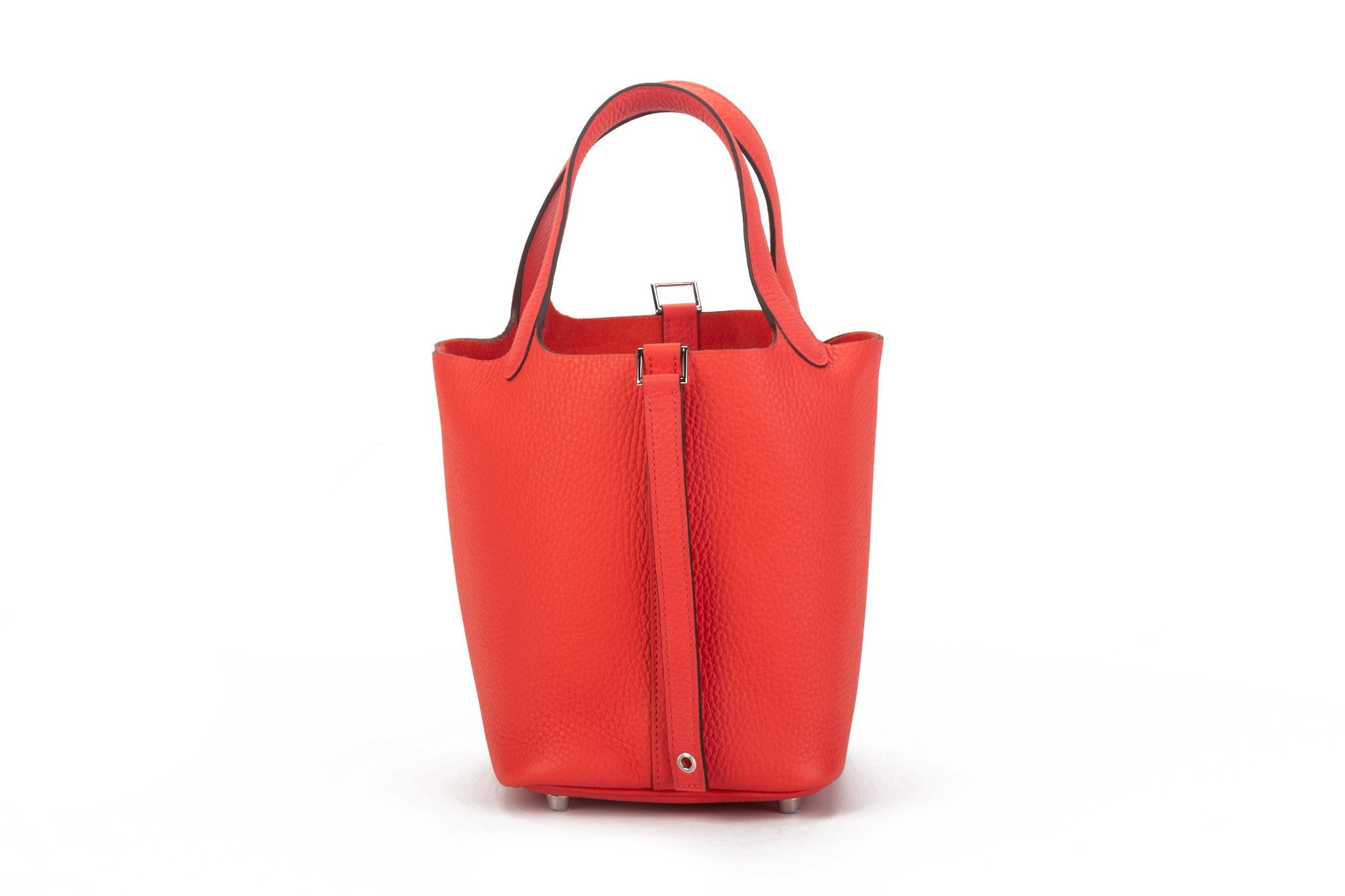 Women's New Hermès 18cm Rose Texas Picotin in Box