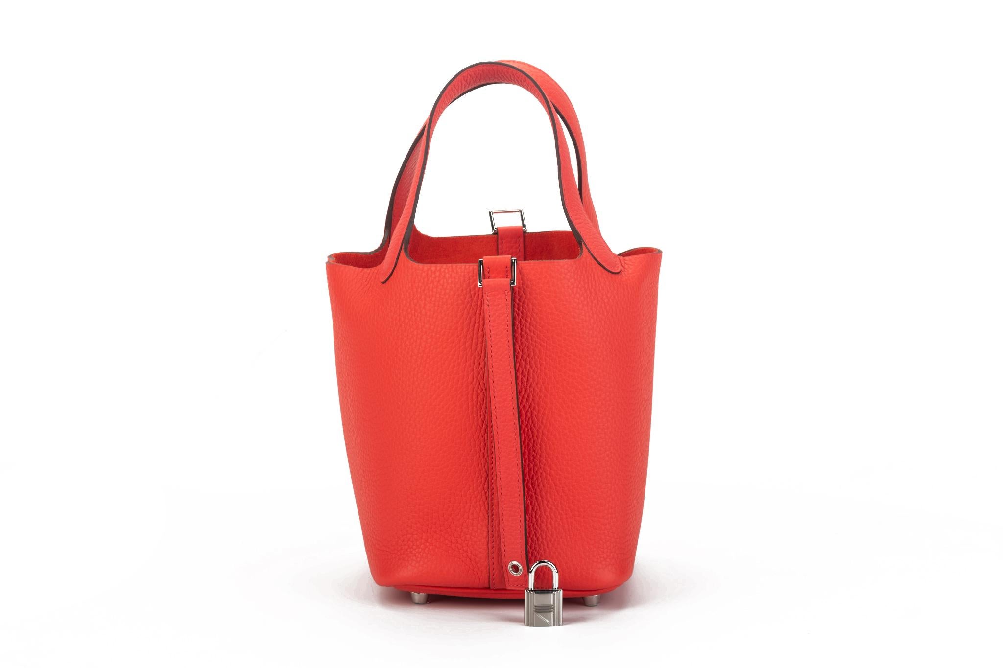 New Hermès 18cm Rose Texas Picotin in Box 1