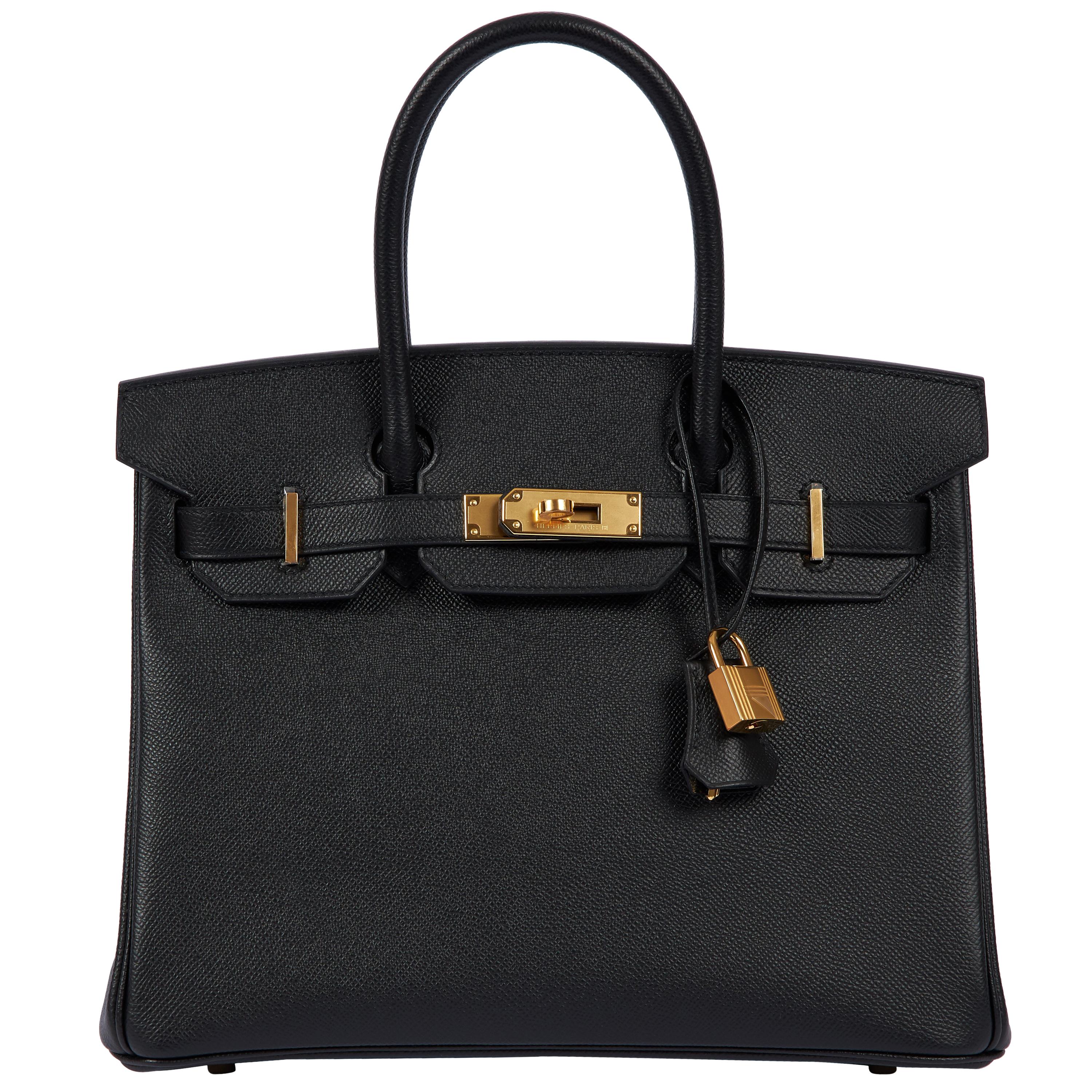 New Hermès 30cm Black Epsom Gold Birkin Bag in Box en vente