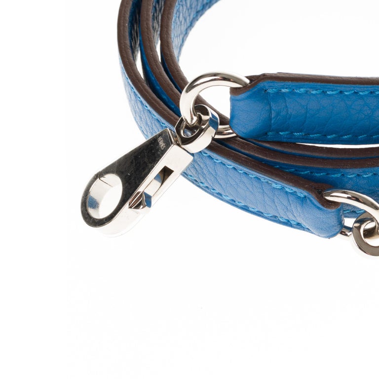 NEW Hermès bag strap in Hydra grained leather, silver Palladium