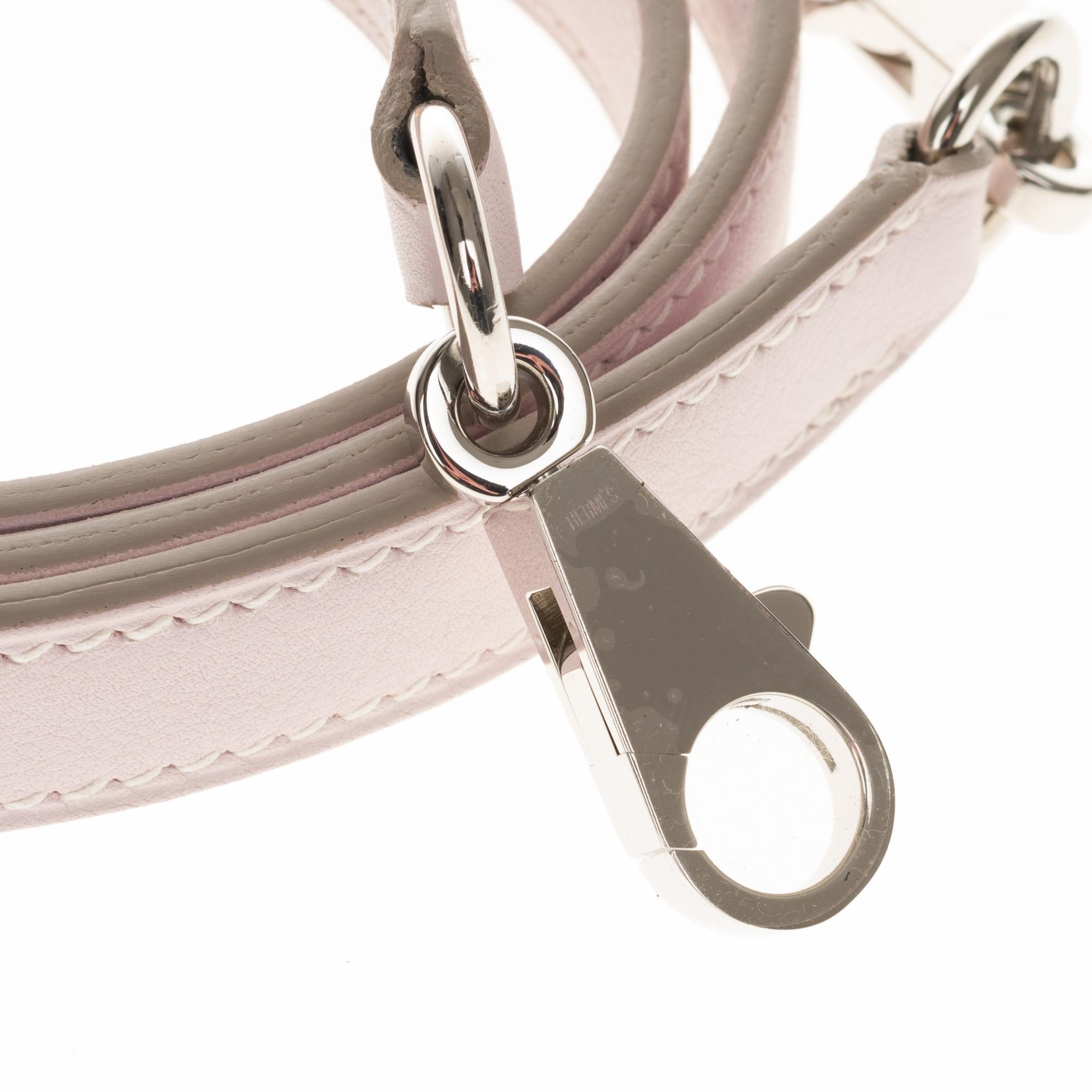 Beige NEW - Hermès bag strap in Pink Sakura swift leather, silver Palladium hardware