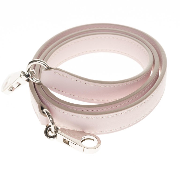 NEW Hermès bag strap in Pink Sakura swift leather, silver Palladium