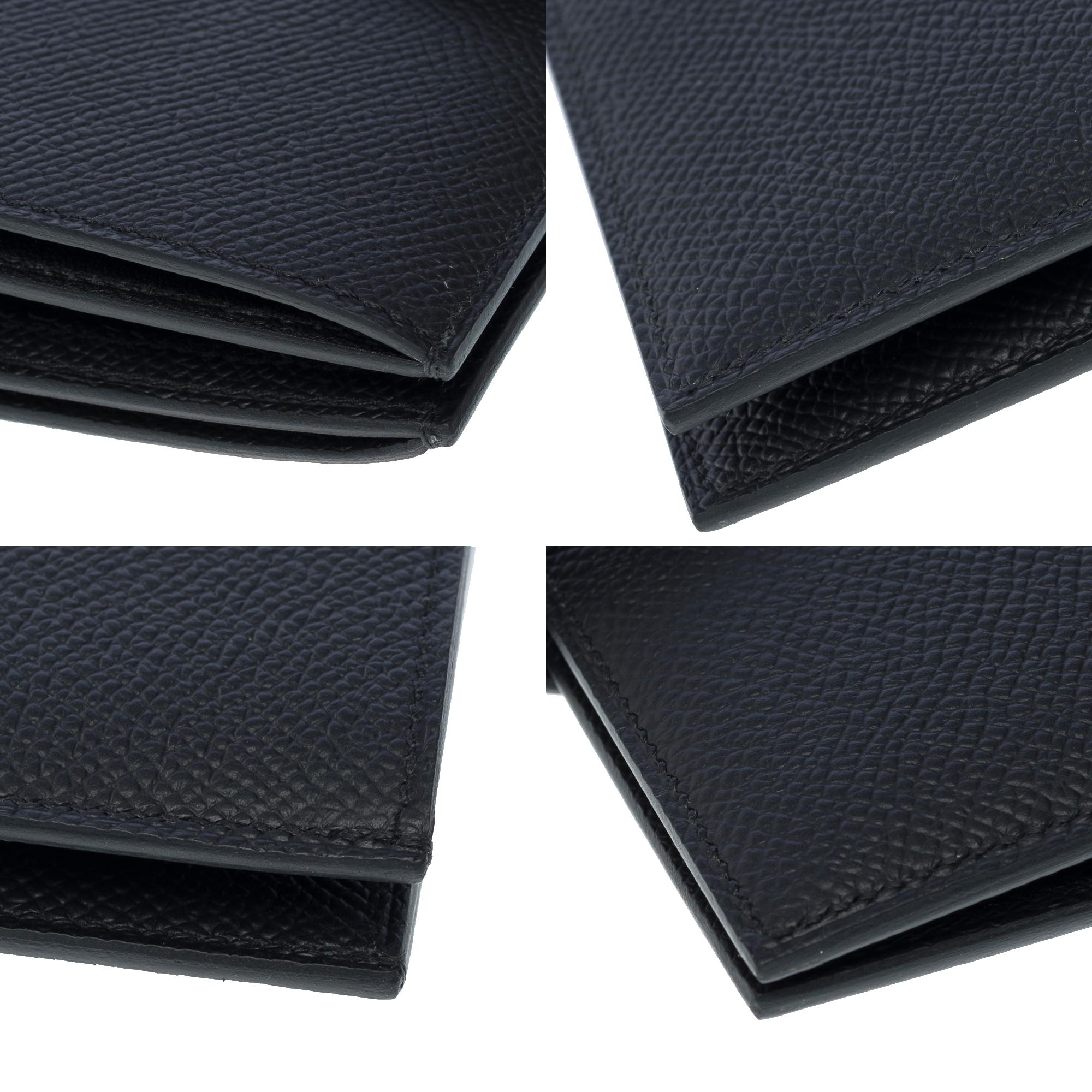 New Hermès Béarn Compact Wallet in black epsom calfskin, PHW For Sale 5