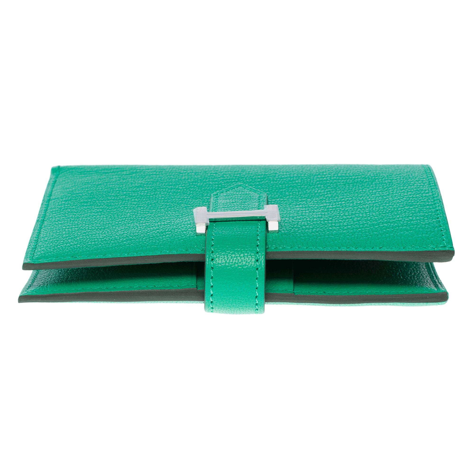 New Hermès Béarn Compact Wallet in Mint green Mysore goatskin , PHW For Sale 5