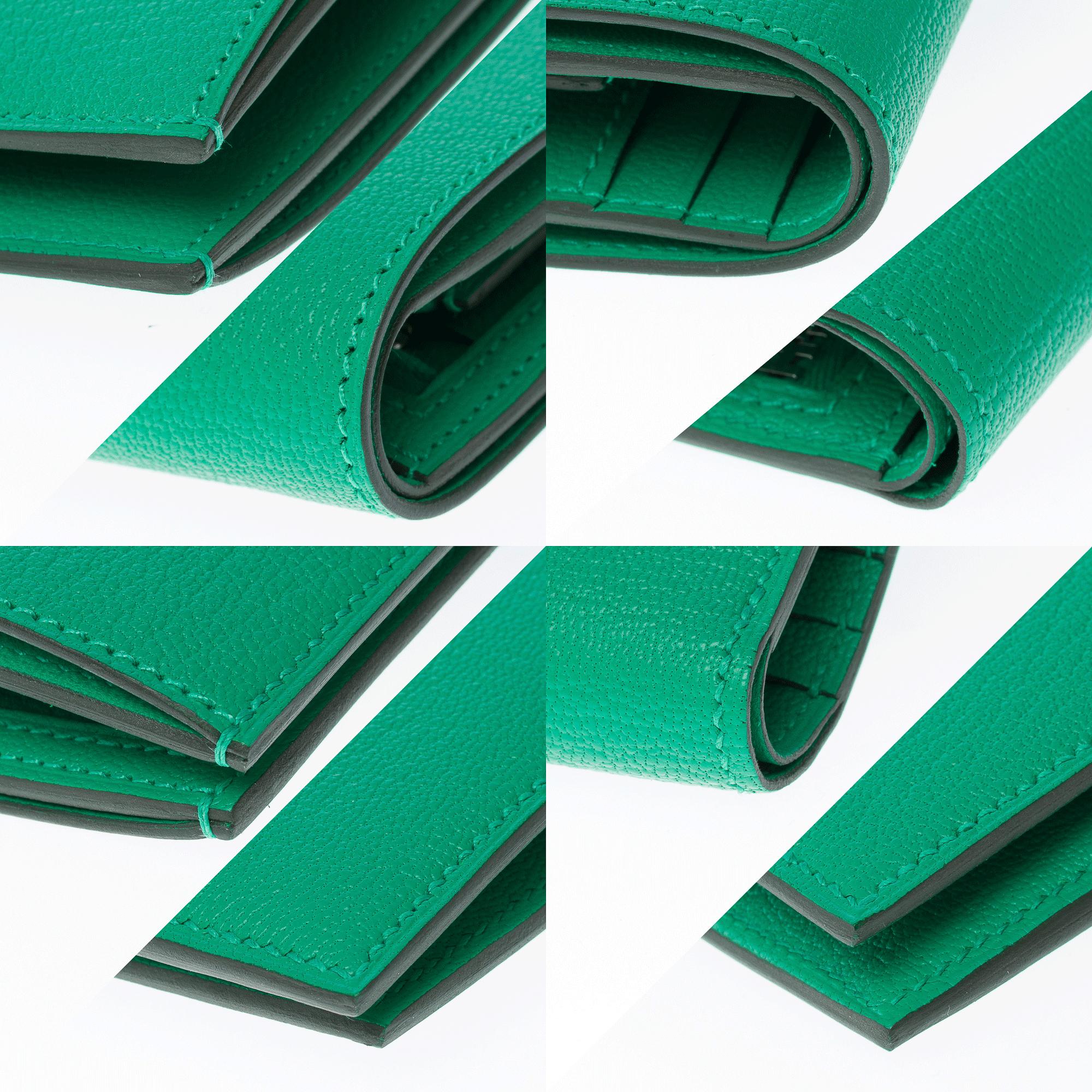 New Hermès Béarn Compact Wallet in Mint green Mysore goatskin , PHW For Sale 7