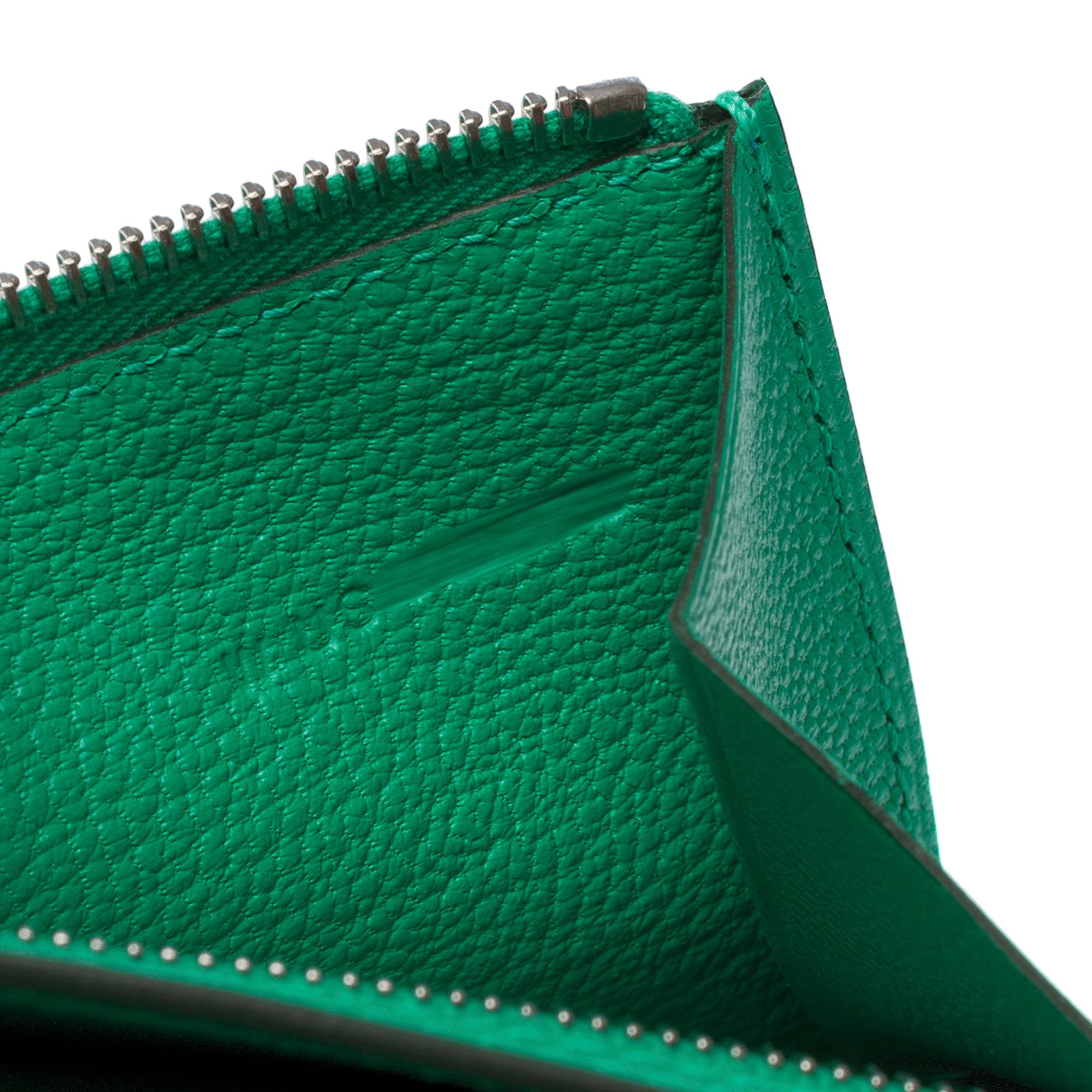 New Hermès Béarn Compact Wallet in Mint green Mysore goatskin , PHW For Sale 3