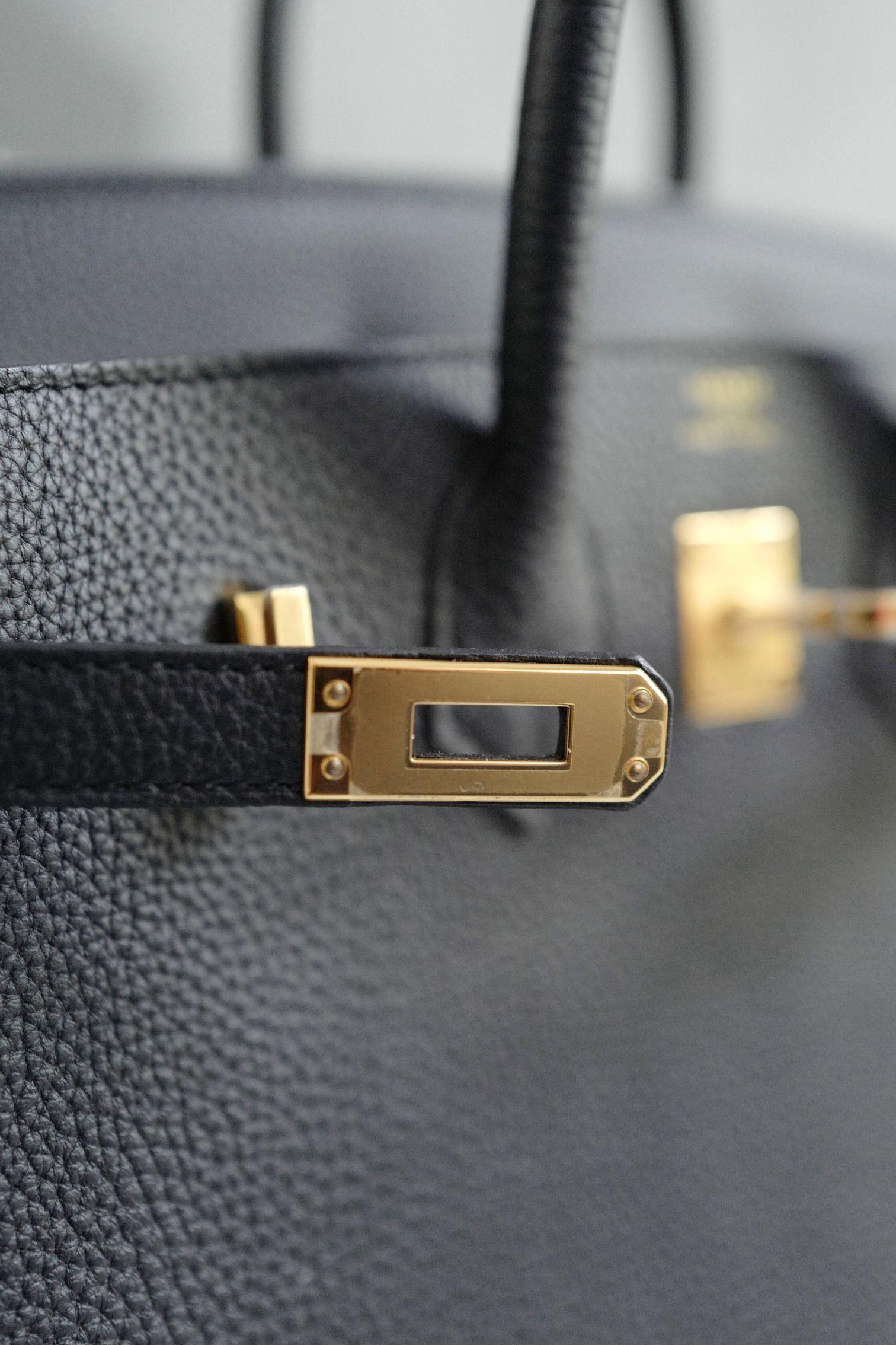 Nuovo Hermes Birkin 25 Noir Nero Togo Hardware Oro in vendita 13