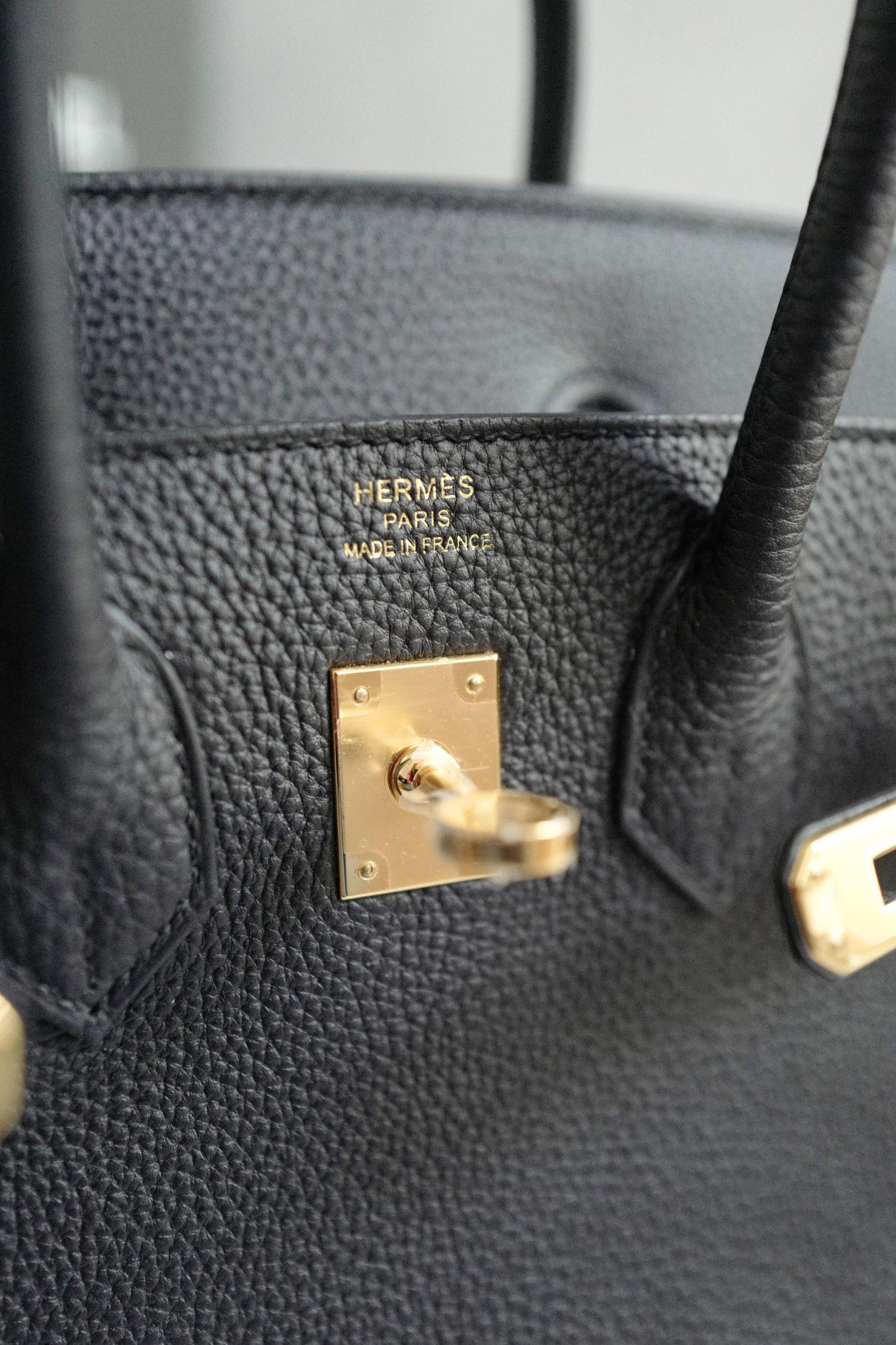 Nuovo Hermes Birkin 25 Noir Nero Togo Hardware Oro in vendita 14