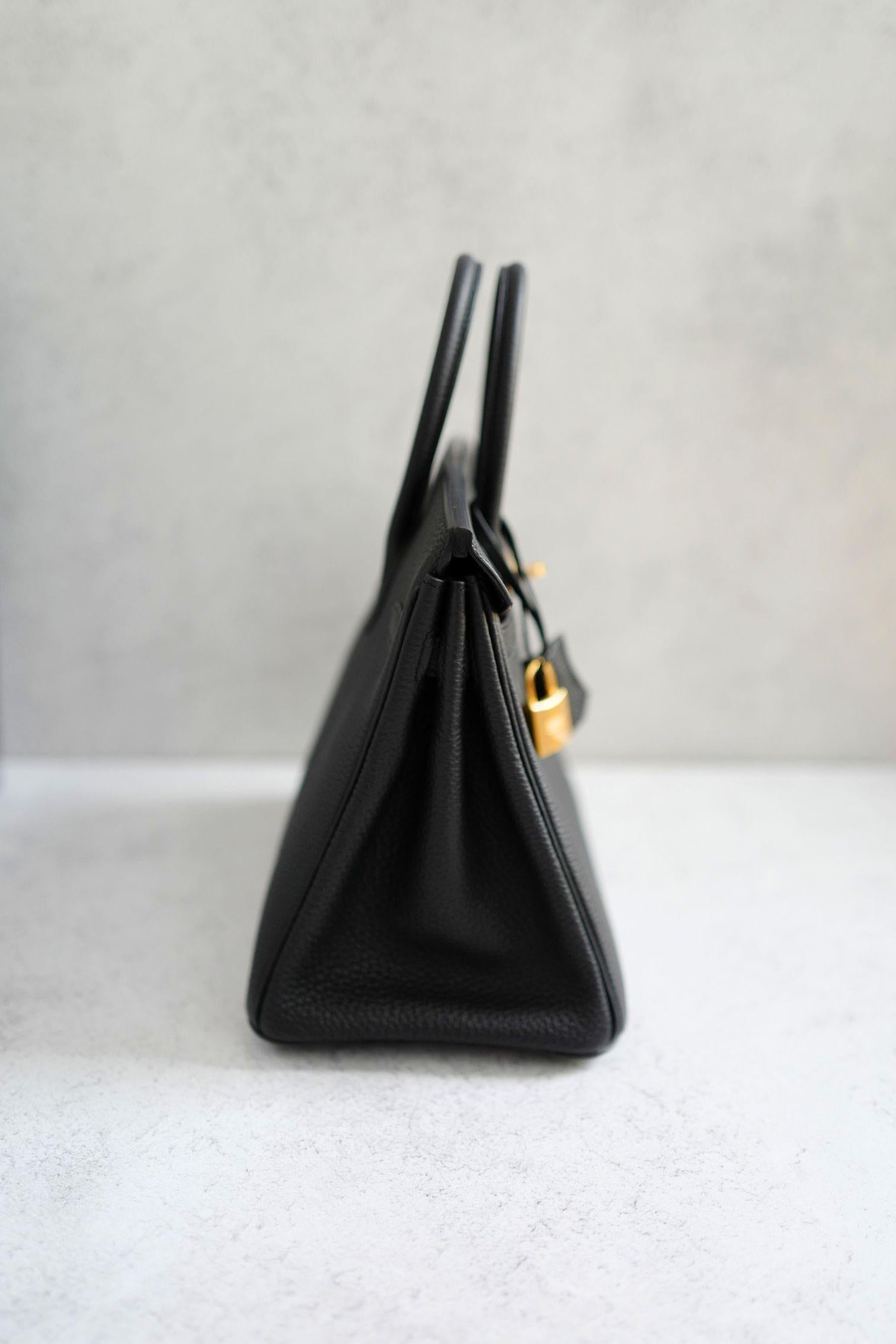 Nuovo Hermes Birkin 25 Noir Nero Togo Hardware Oro in vendita 2