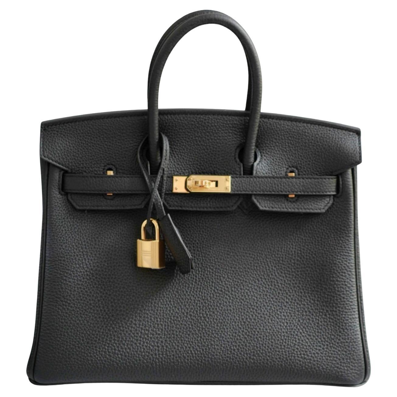 New Hermes Birkin 25 Noir Black Togo Gold Hardware