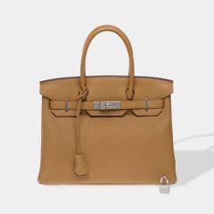 New Hermes Birkin 30 handbag in Biscuit Togo Calf leather, PHW