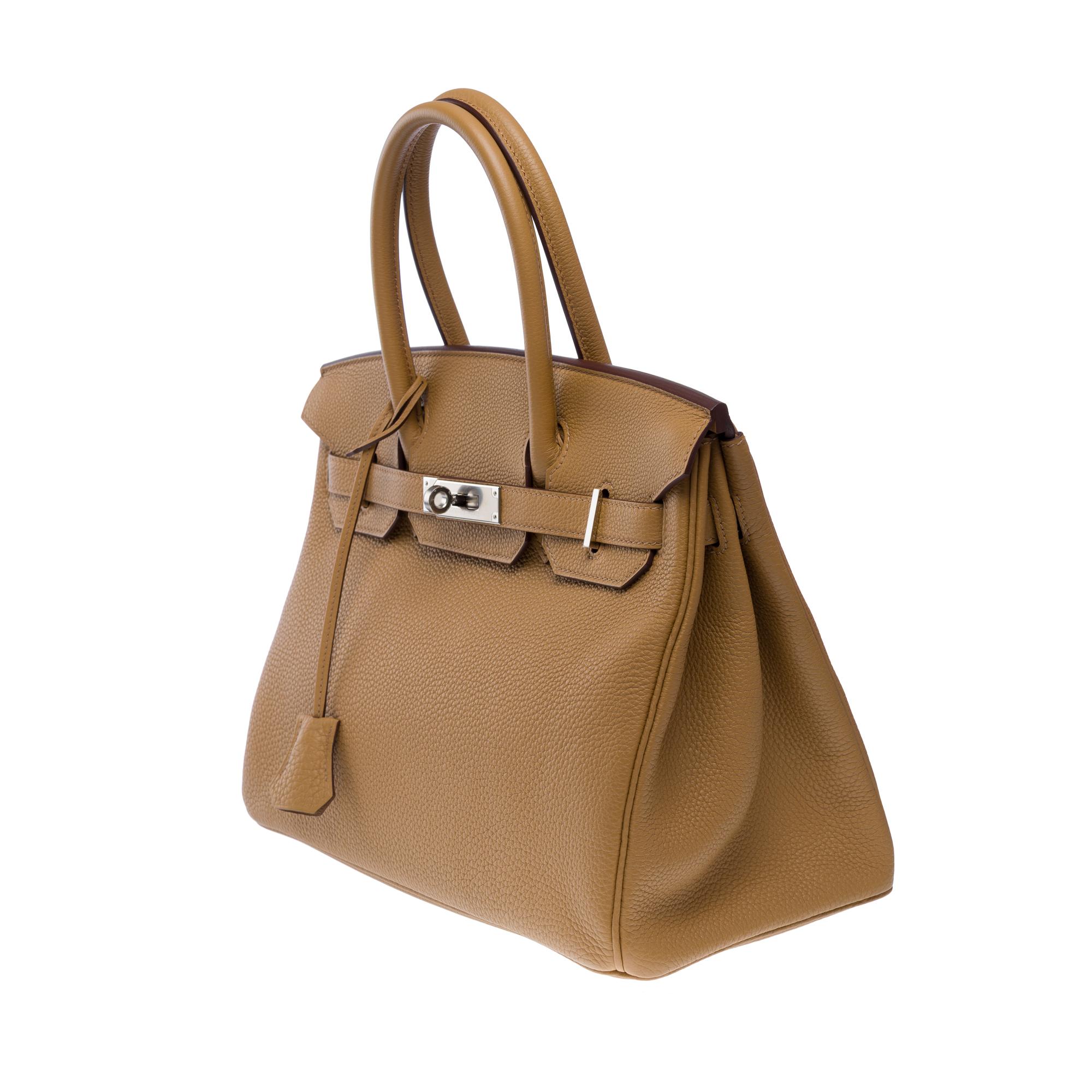 Women's or Men's New Hermes Birkin 30 handbag in Biscuit Togo Calf leather, PHW For Sale