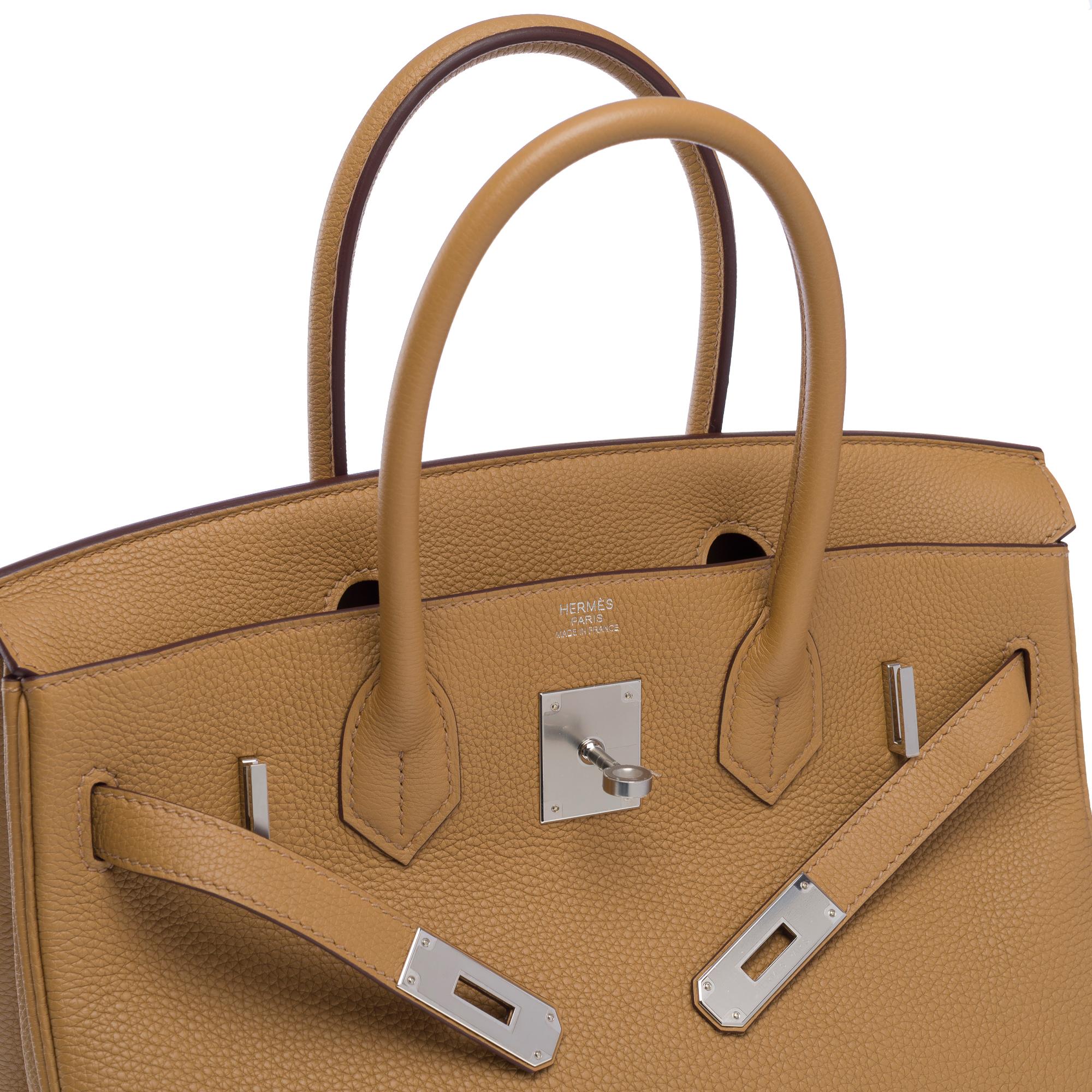 New Hermes Birkin 30 handbag in Biscuit Togo Calf leather, PHW For Sale 2