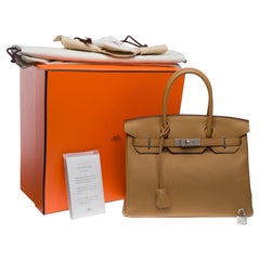 New Hermes Birkin 30 handbag in Biscuit Togo Calf leather, PHW