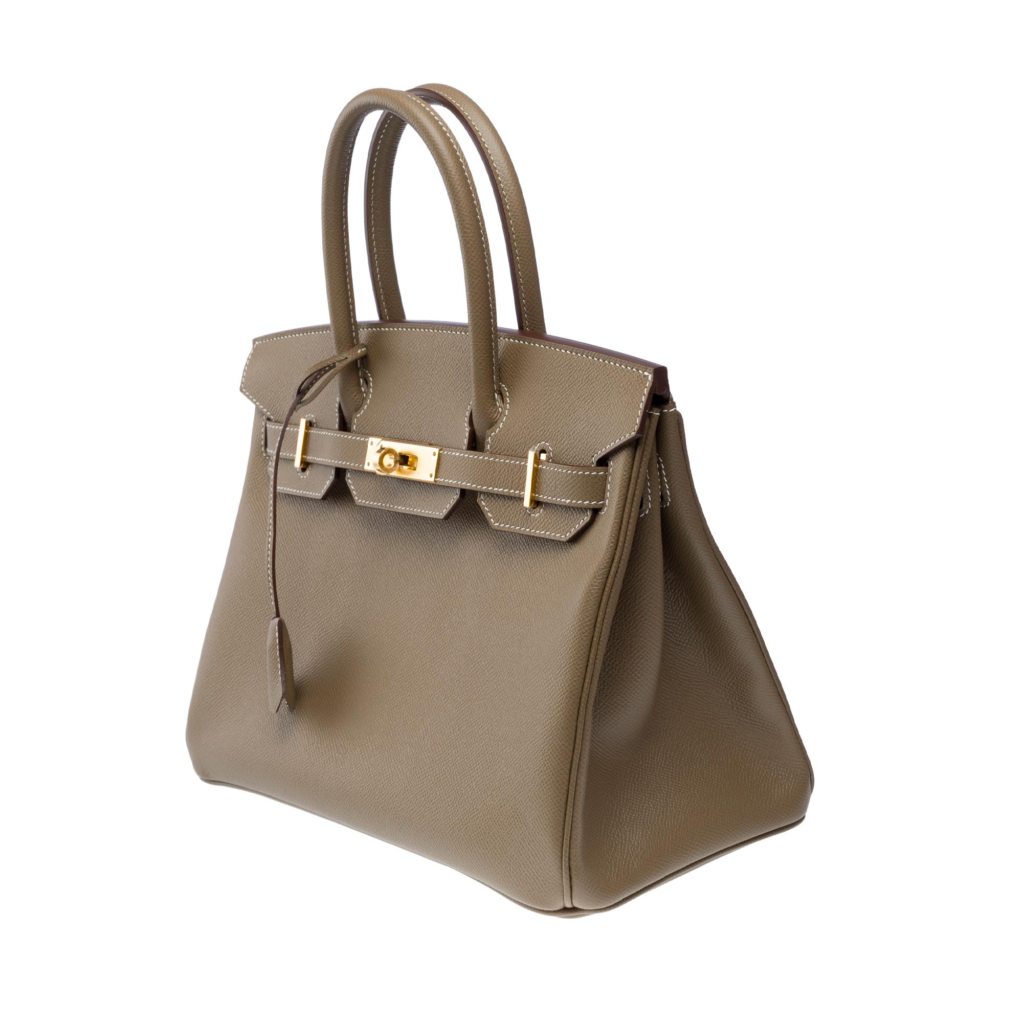 Women's New Hermes Birkin 30 handbag in Etoupe Epsom calf leather, GHW