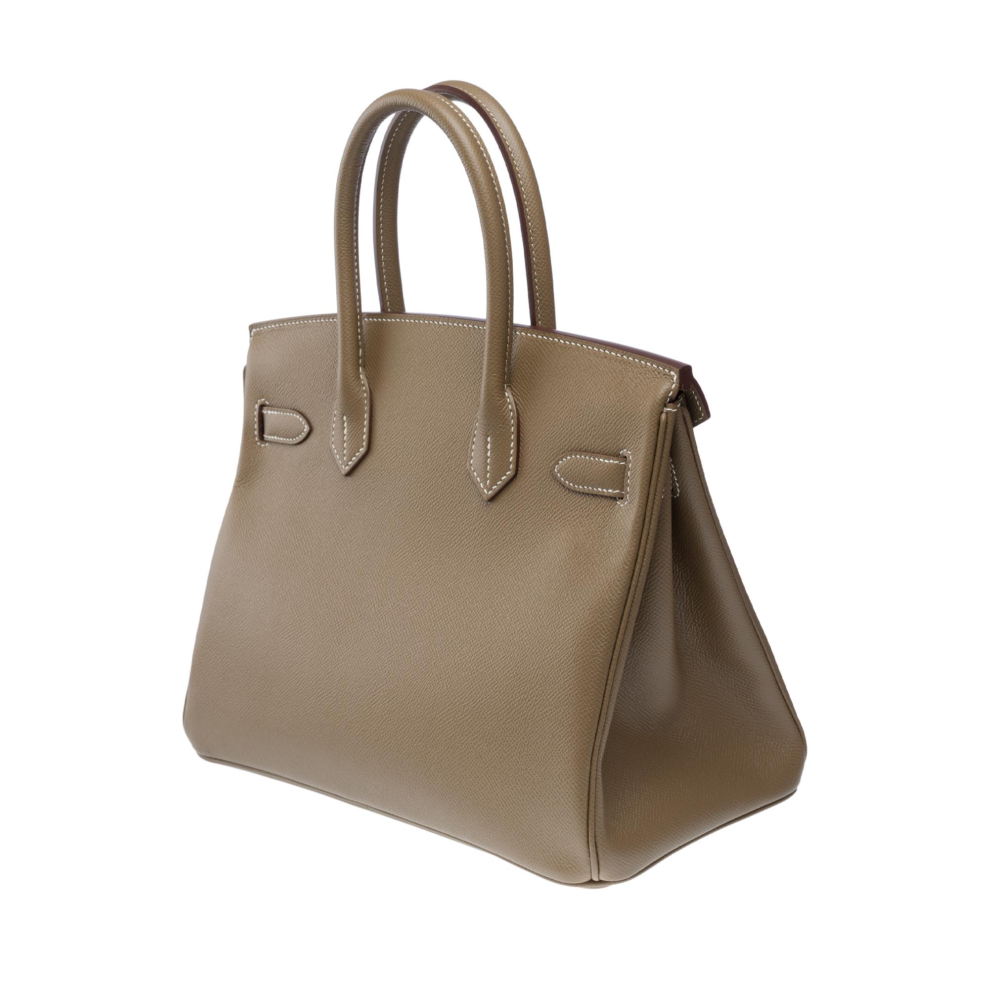 New Hermes Birkin 30 handbag in Etoupe Epsom calf leather, GHW 1