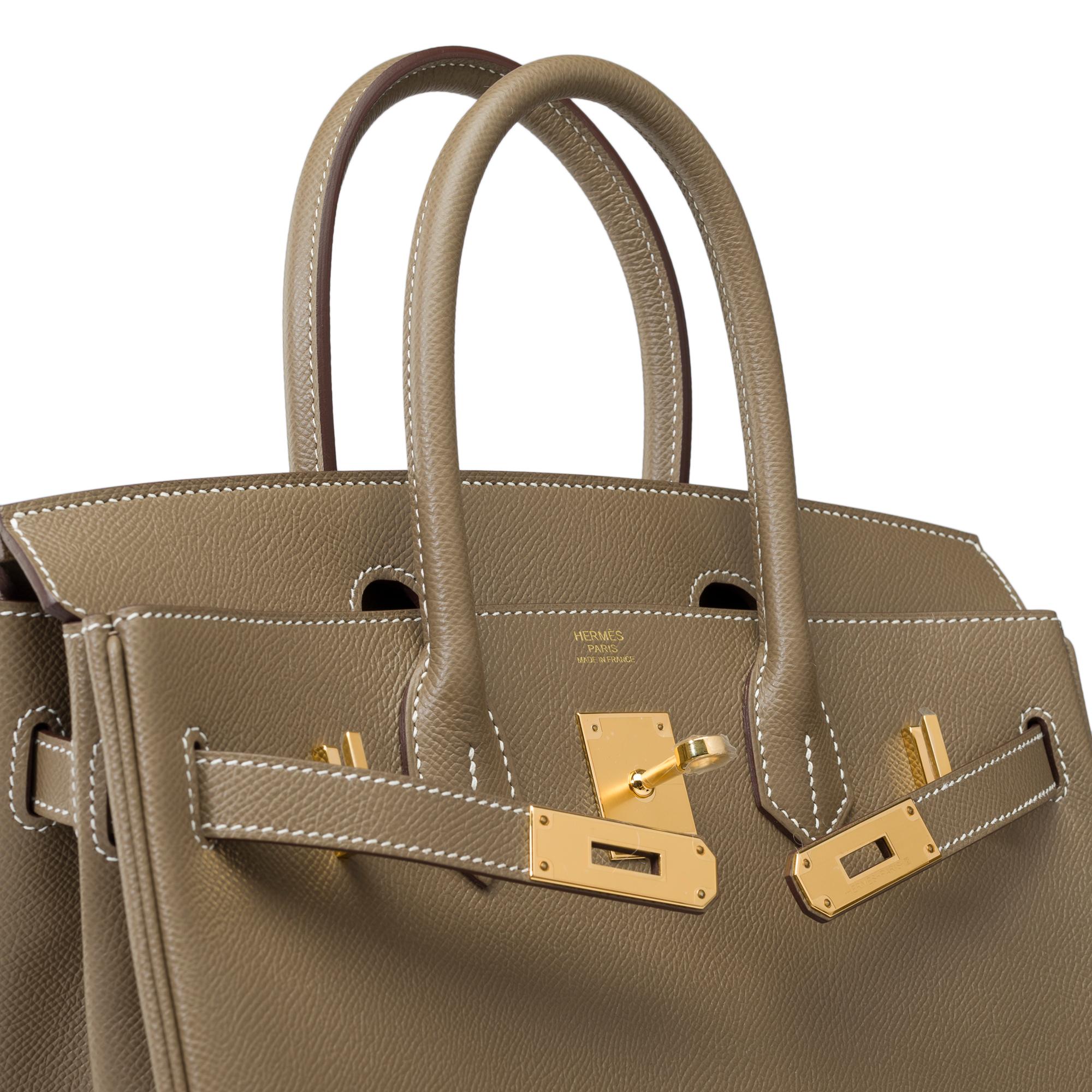 New Hermes Birkin 30 handbag in Etoupe Epsom calf leather, GHW 2
