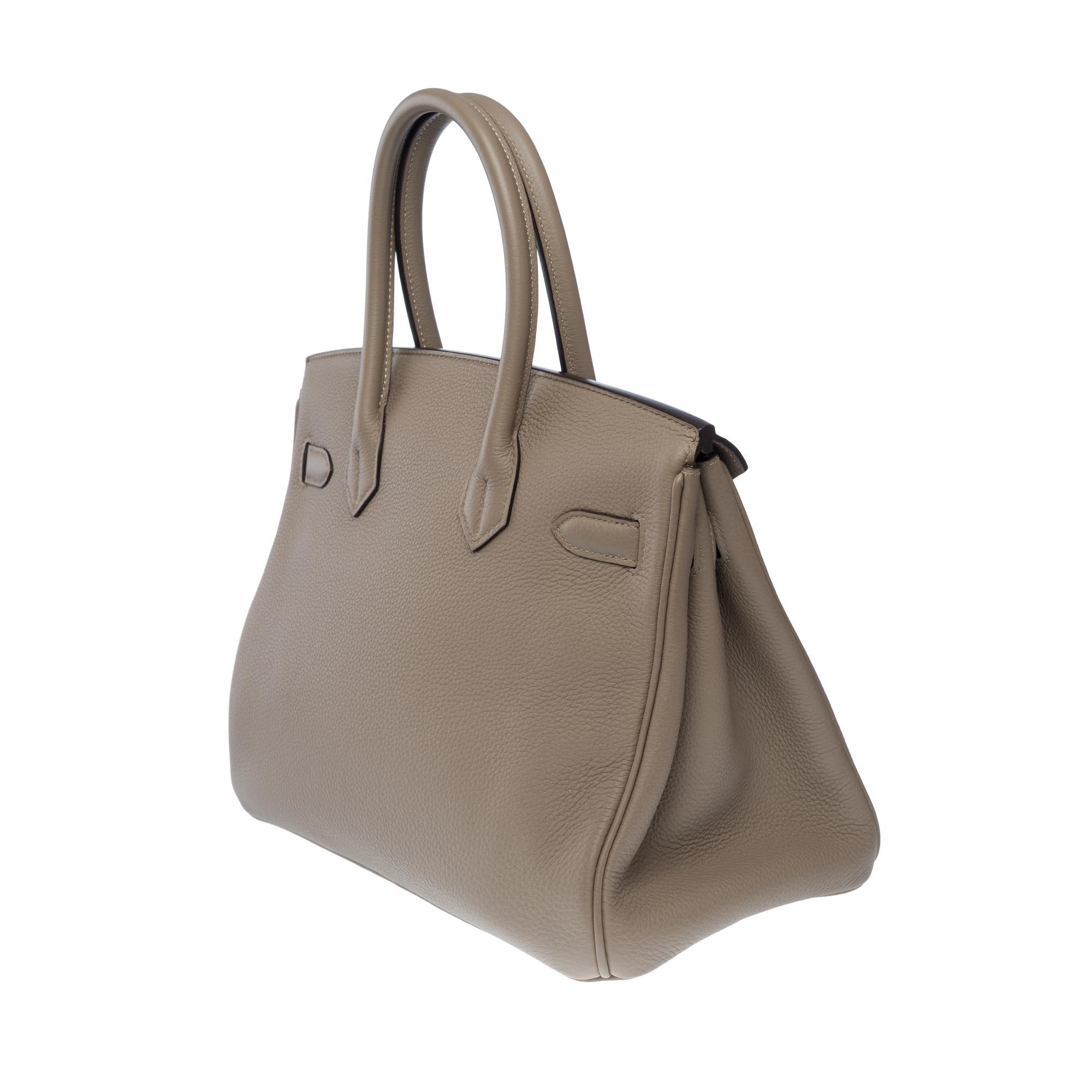 Nuevo bolso Hermes Birkin 30 en piel de becerro Gris Asfalto Togo, GHW 1