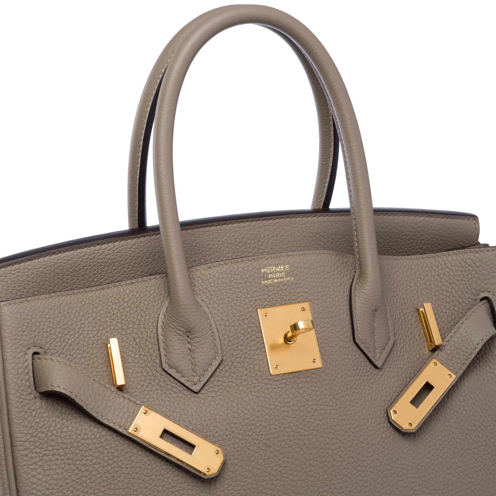 Nuevo bolso Hermes Birkin 30 en piel de becerro Gris Asfalto Togo, GHW 2