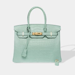 New Hermès Birkin 30 handbag in Matte Vert d'eau Alligator, GHW