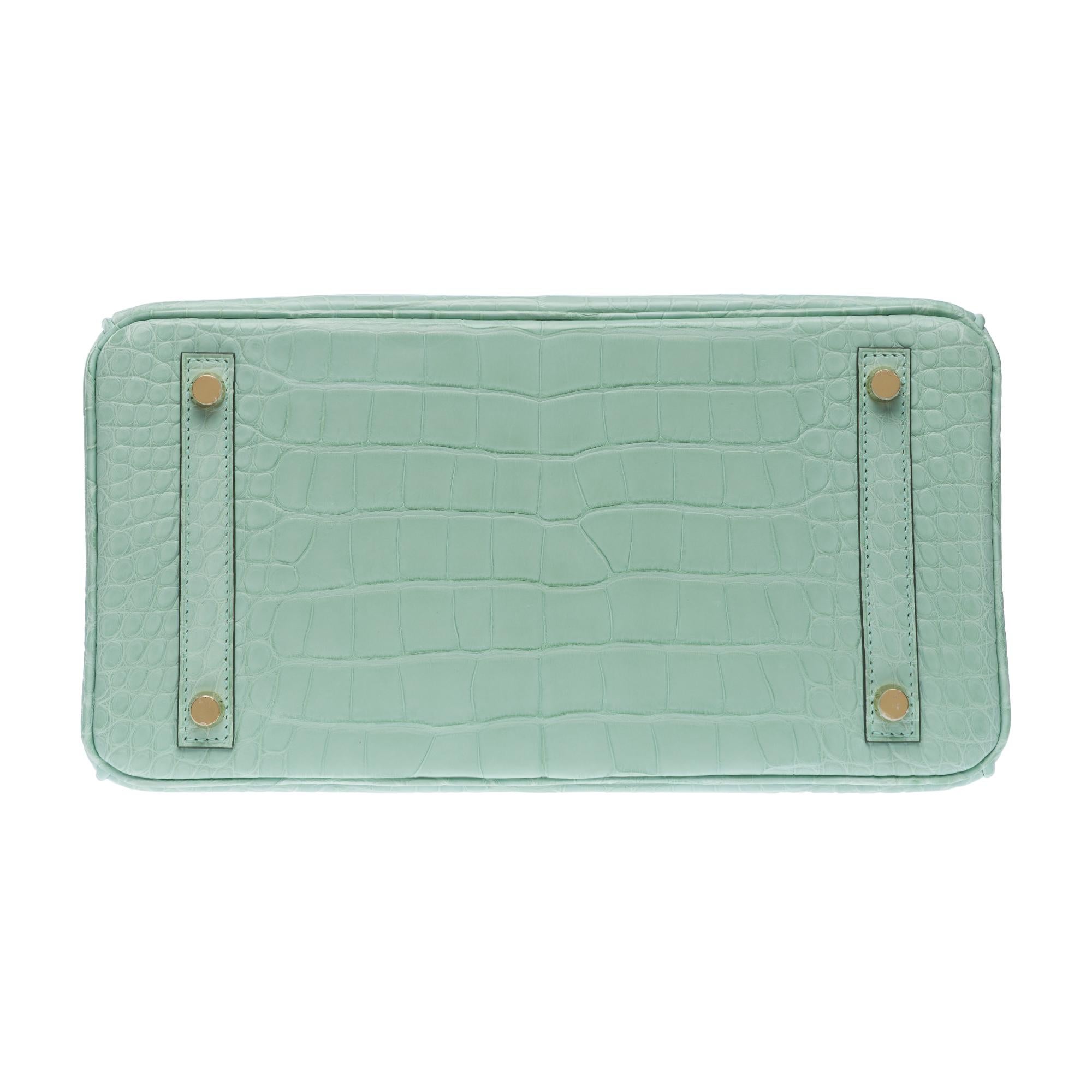 Nouveau Sac à main Hermès Birkin 30 en Alligator Vert d'eau Mat, GHW en vente 3