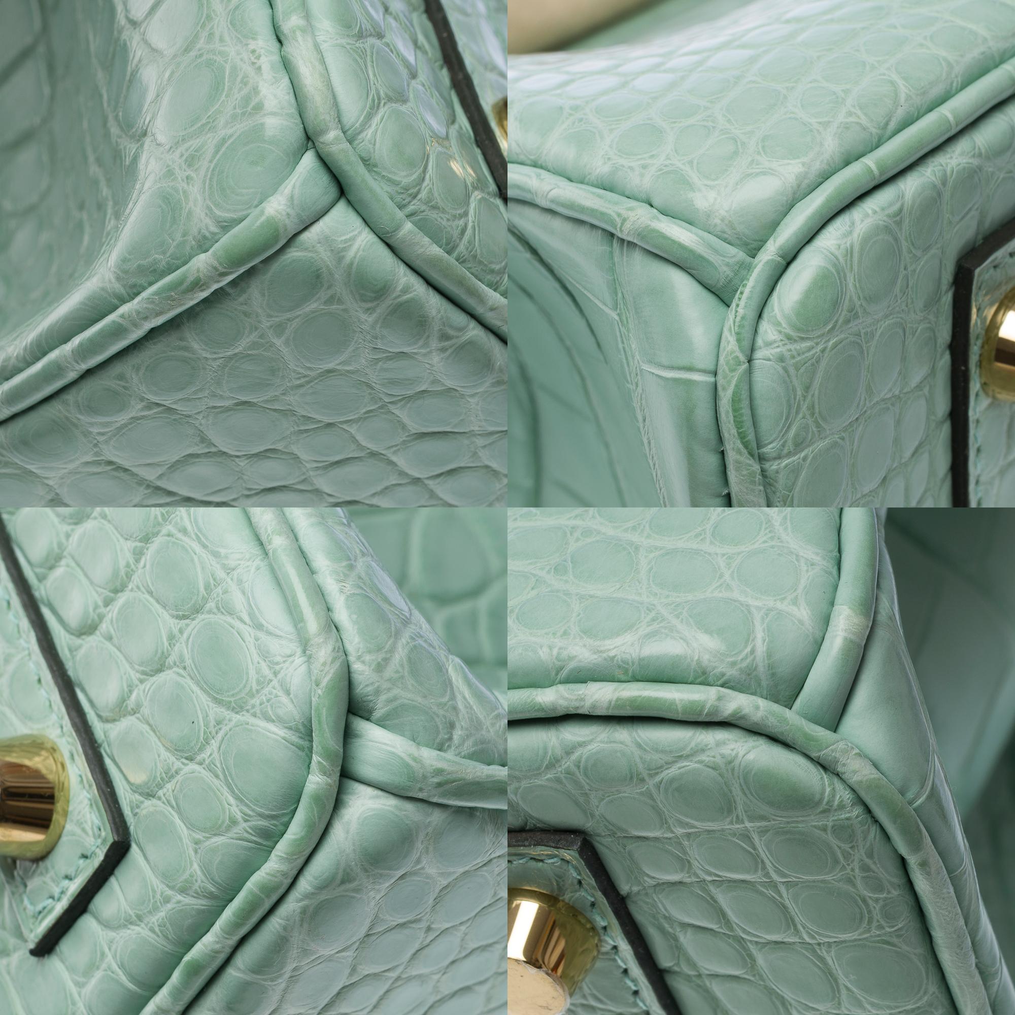Nouveau Sac à main Hermès Birkin 30 en Alligator Vert d'eau Mat, GHW en vente 4