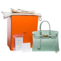 New Hermès Birkin 30 handbag in Matte Vert d'eau Alligator, GHW