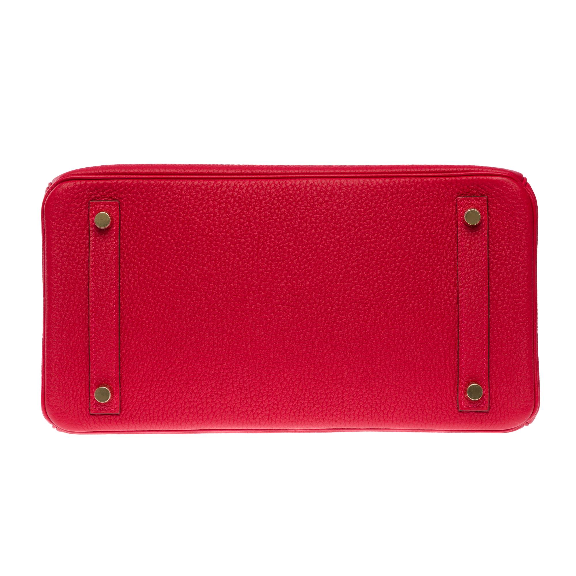 New Hermes Birkin 30 handbag in Rouge Casaque Togo Calfskin leather, GHW 6