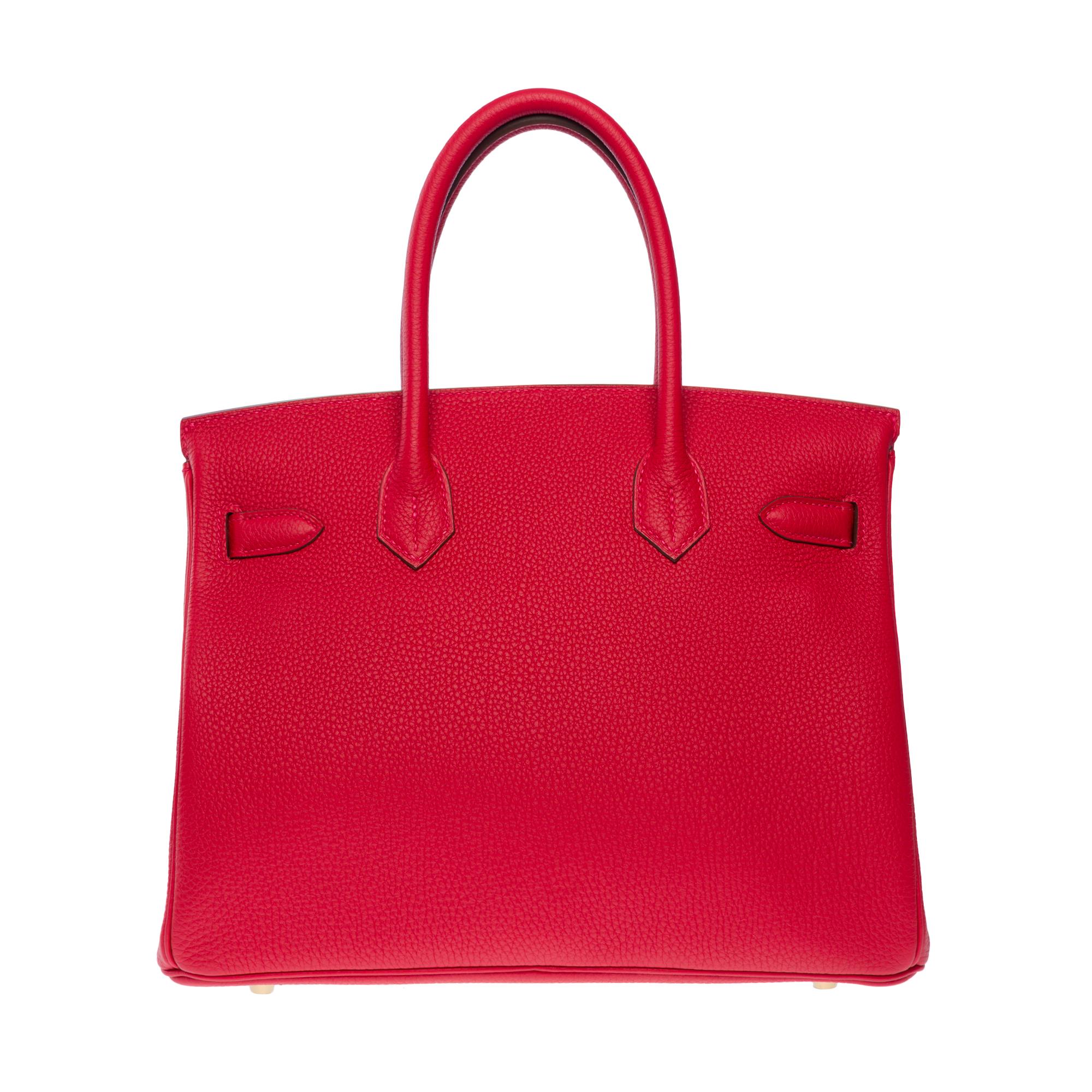 New Hermes Birkin 30 handbag in Rouge Casaque Togo Calfskin leather, GHW In New Condition In Paris, IDF
