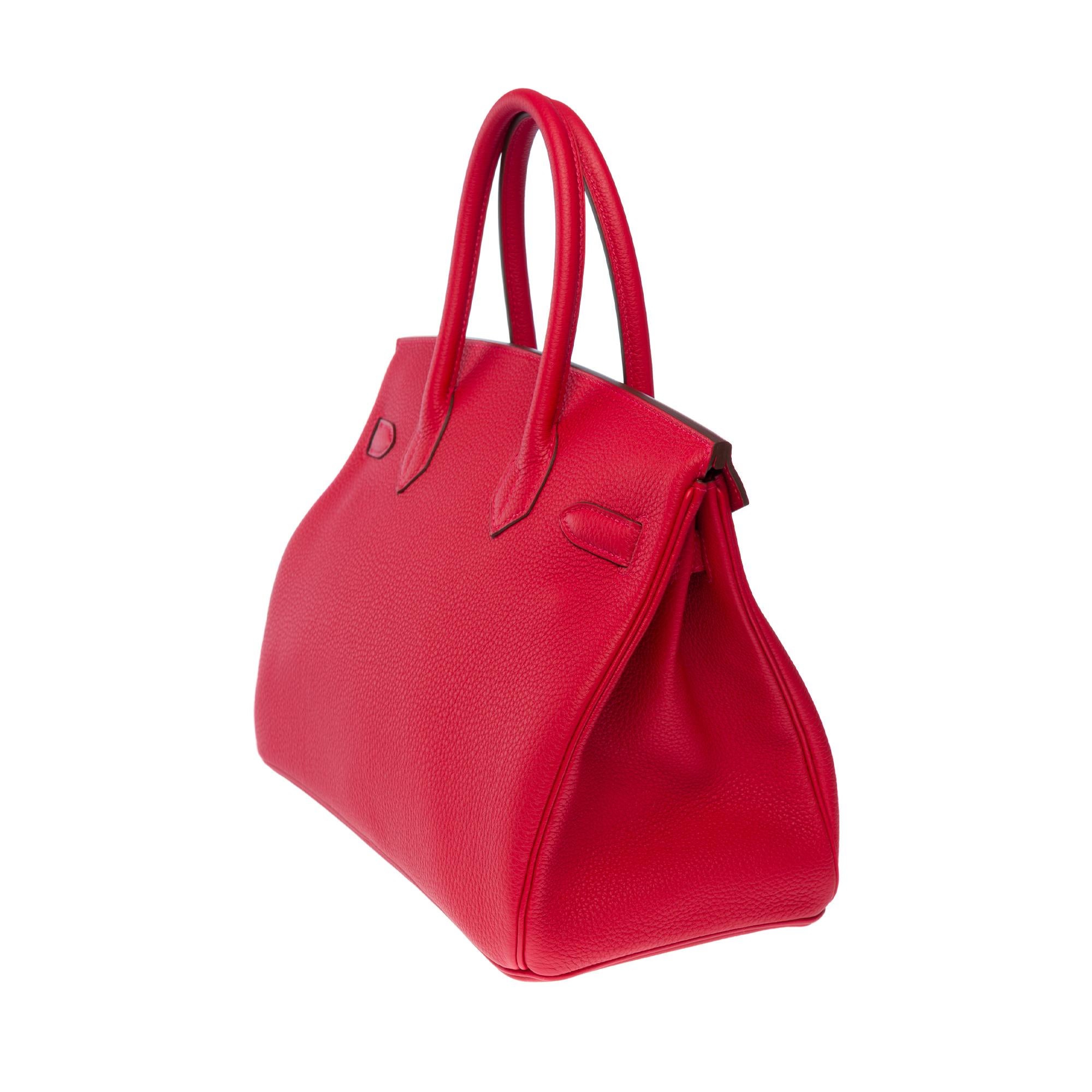 New Hermes Birkin 30 handbag in Rouge Casaque Togo Calfskin leather, GHW 1
