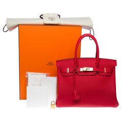 New Hermes Birkin 30 handbag in Rouge Casaque Togo Calfskin leather, GHW