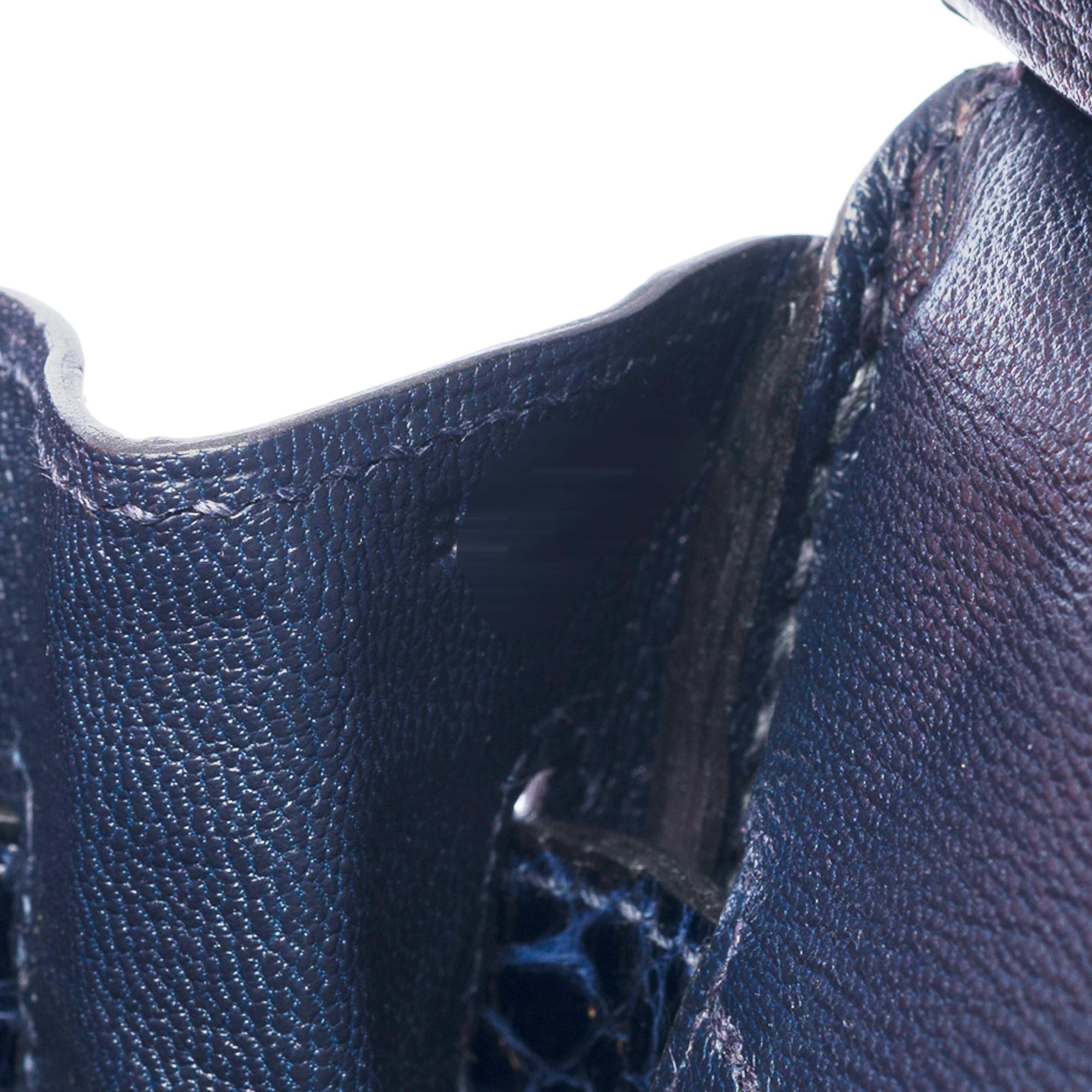 New Hermès Birkin 30 handbag in shiny Navy Blue Niloticus Crocodile , GHW For Sale 4