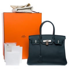 New Hermes Birkin 30 Handtasche in Vert Foncé Togo Kalbsleder, PHW
