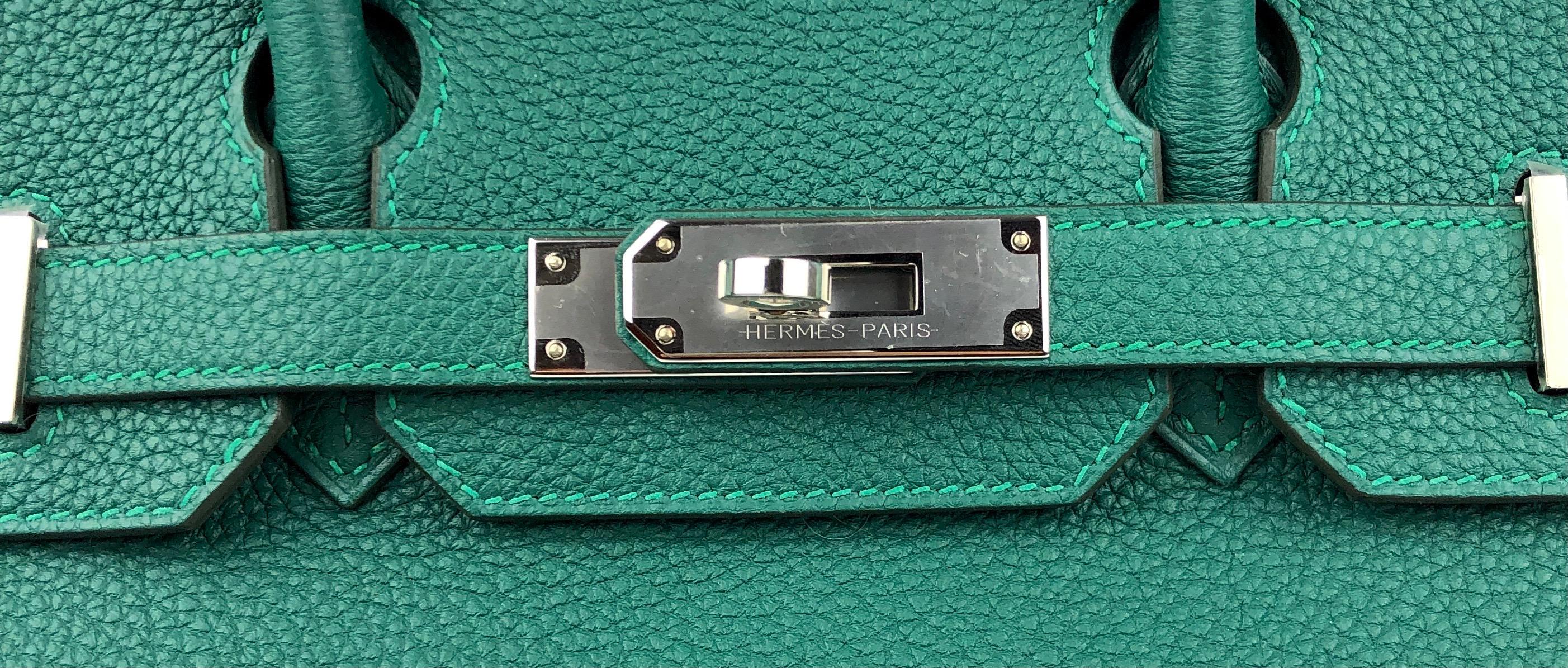 New Hermes Birkin 30 Malachite Green Palladium Hardware  1