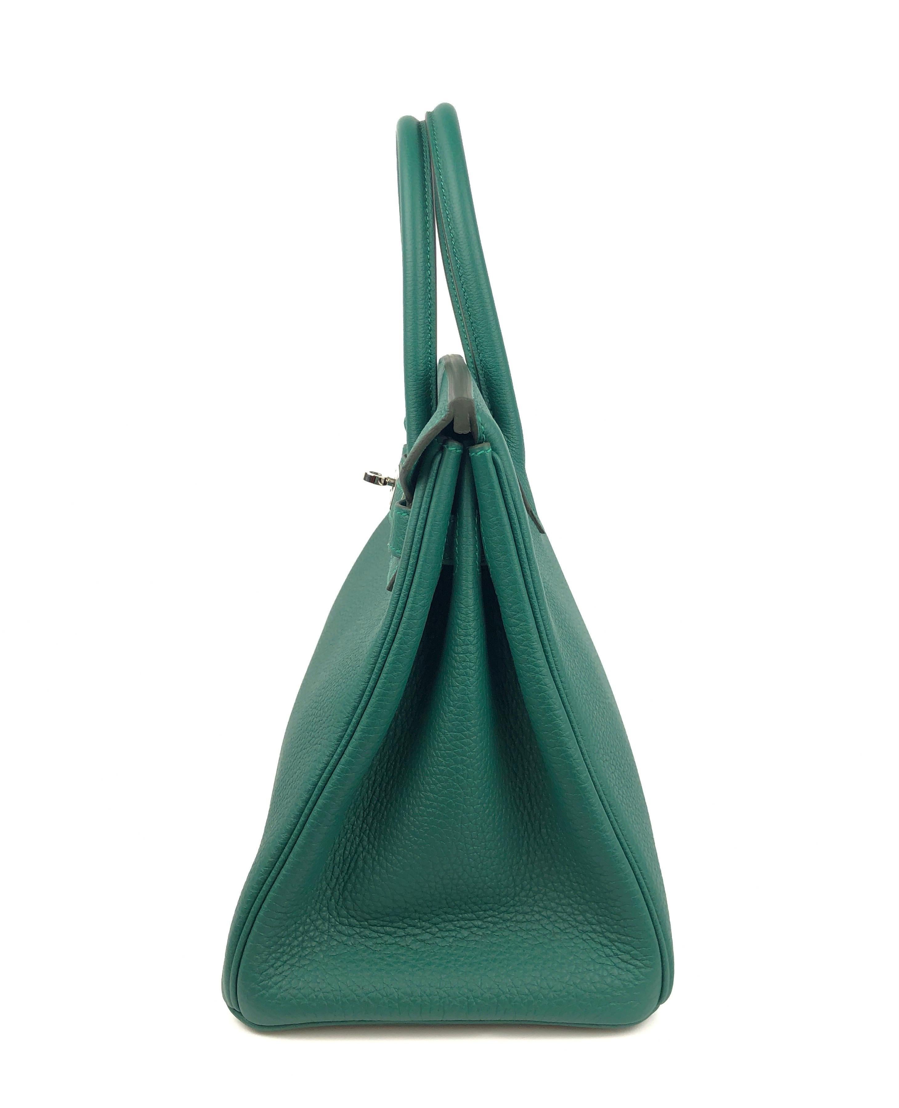 New Hermes Birkin 30 Malachite Green Palladium Hardware 5