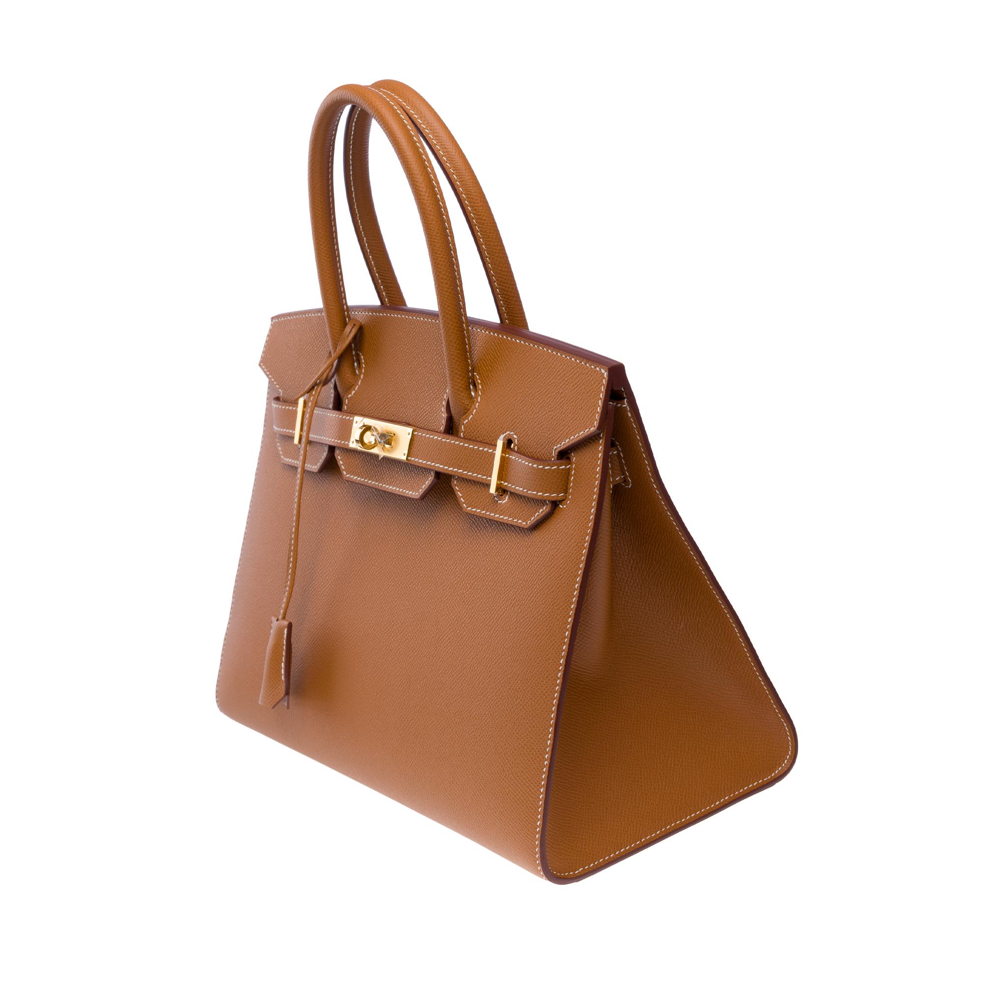 Women's New Hermès Birkin 30 saddle stitching handbag in Gold Epsom calf leather, GHW
