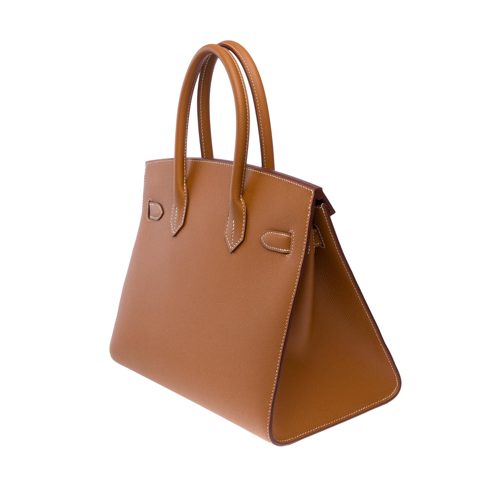 New Hermès Birkin 30 saddle stitching handbag in Gold Epsom calf leather, GHW 1