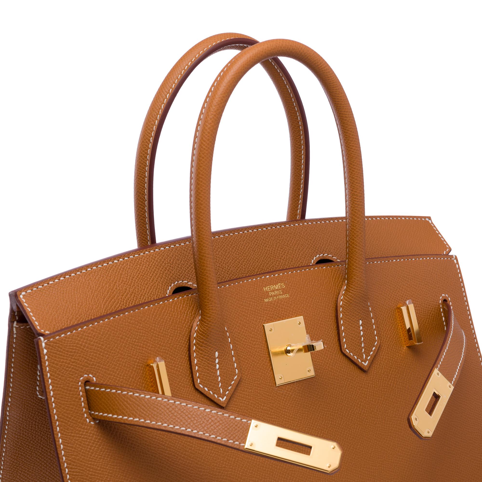 New Hermès Birkin 30 saddle stitching handbag in Gold Epsom calf leather, GHW 2