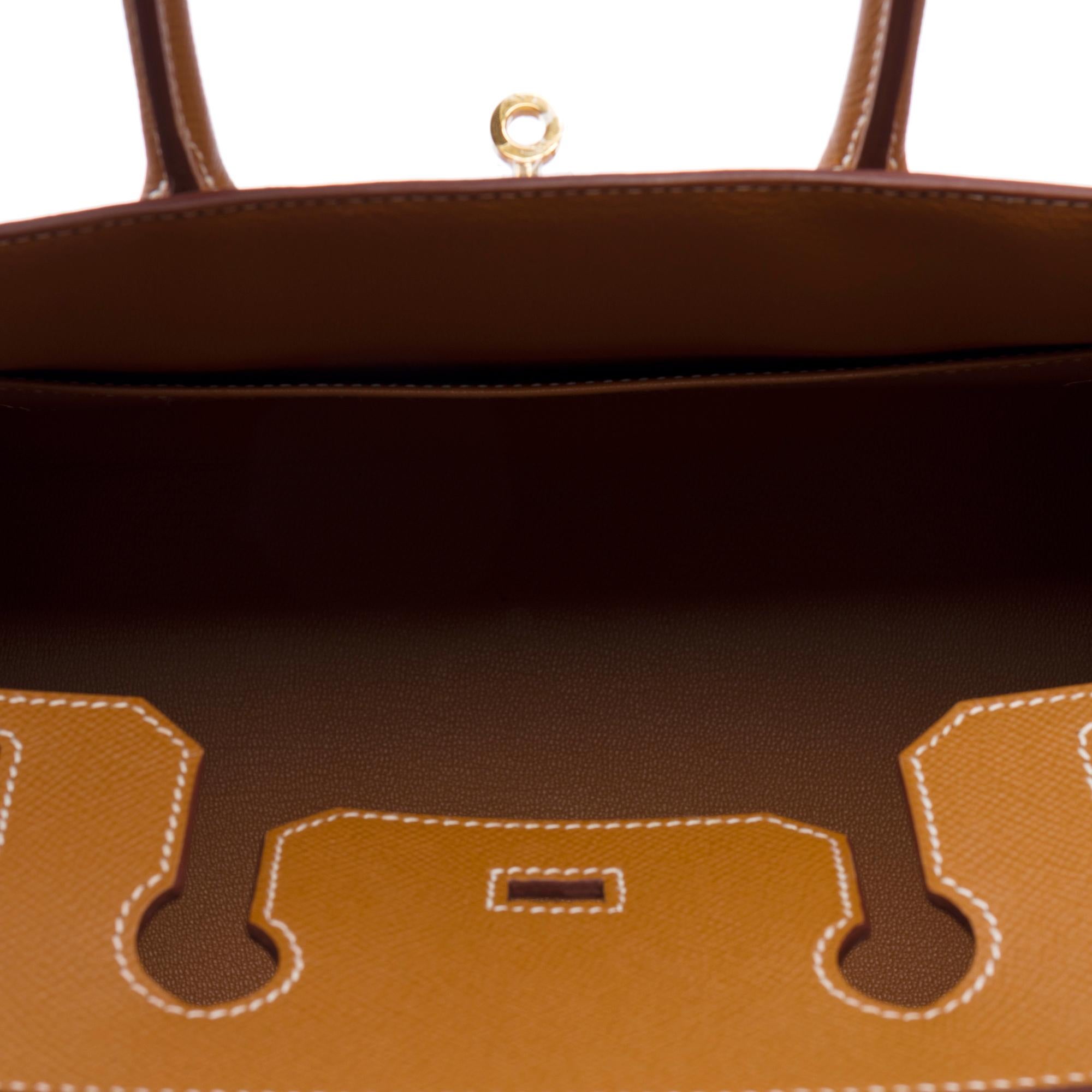 New Hermès Birkin 30 saddle stitching handbag in Gold Epsom calf leather, GHW 4