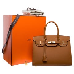 New Hermès Birkin 30 saddle stitching handbag in Gold Epsom calf leather, GHW